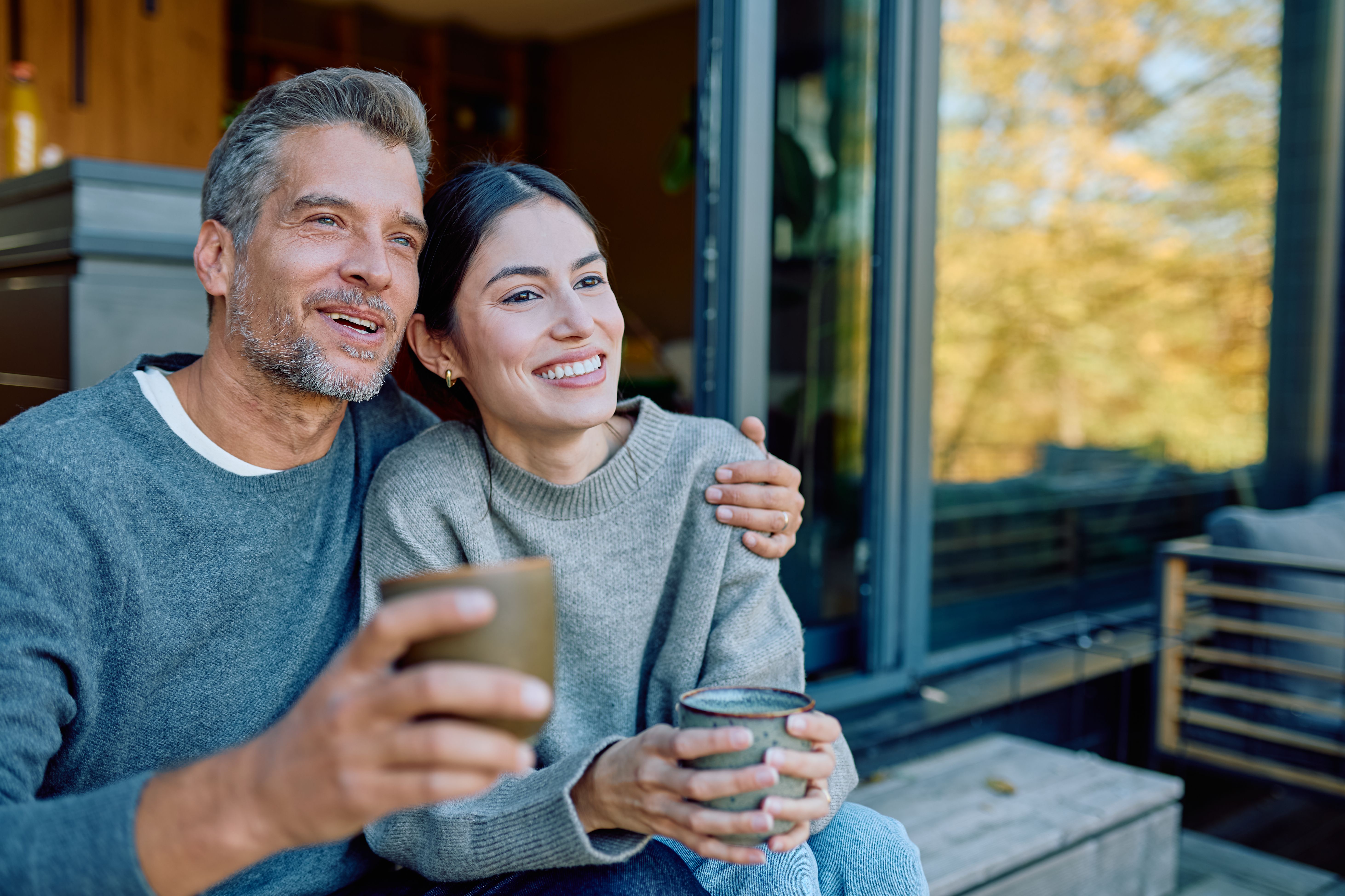 happy couple outdoors