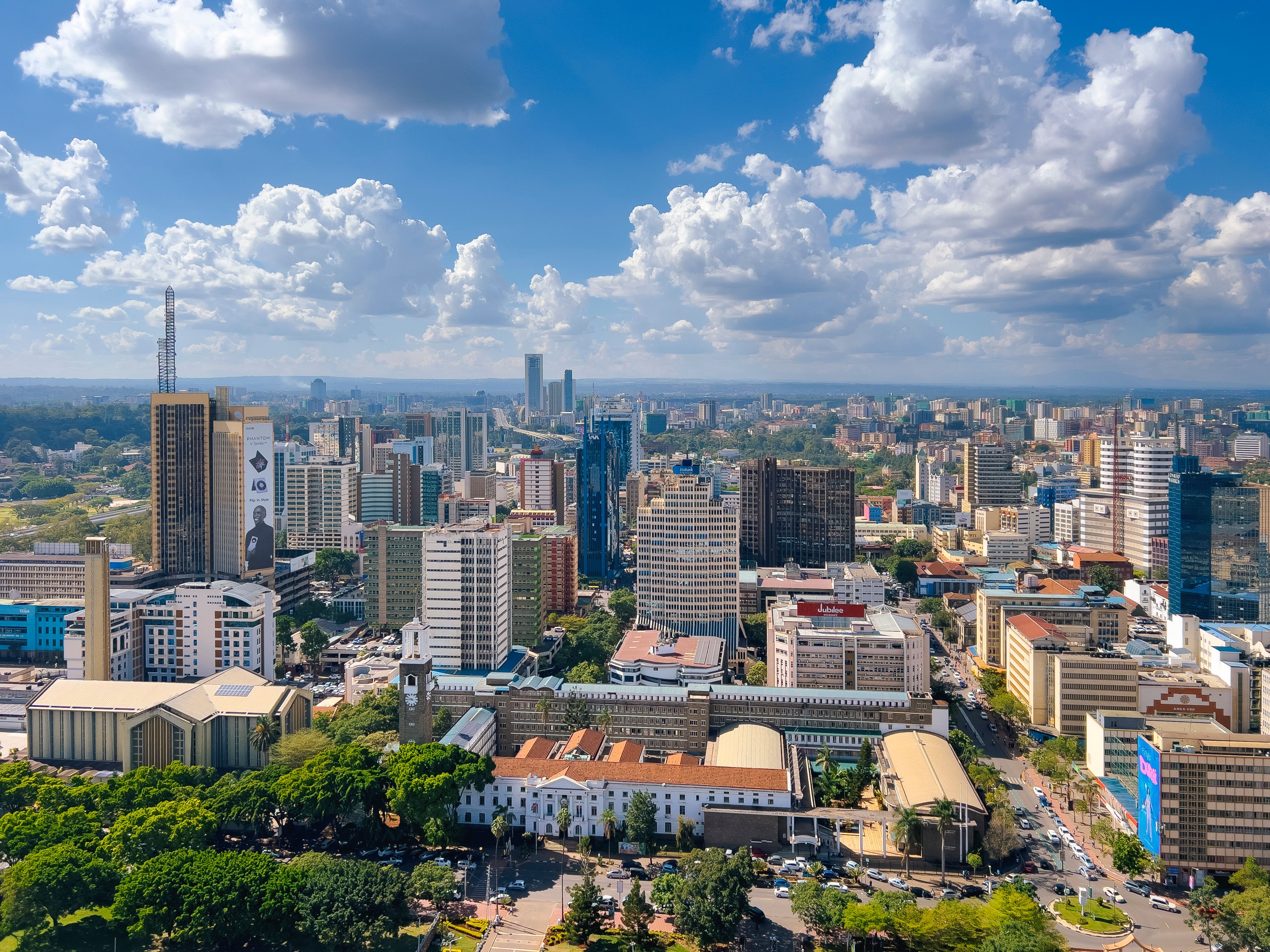 Aerial view of Nairobi downtown Kenya