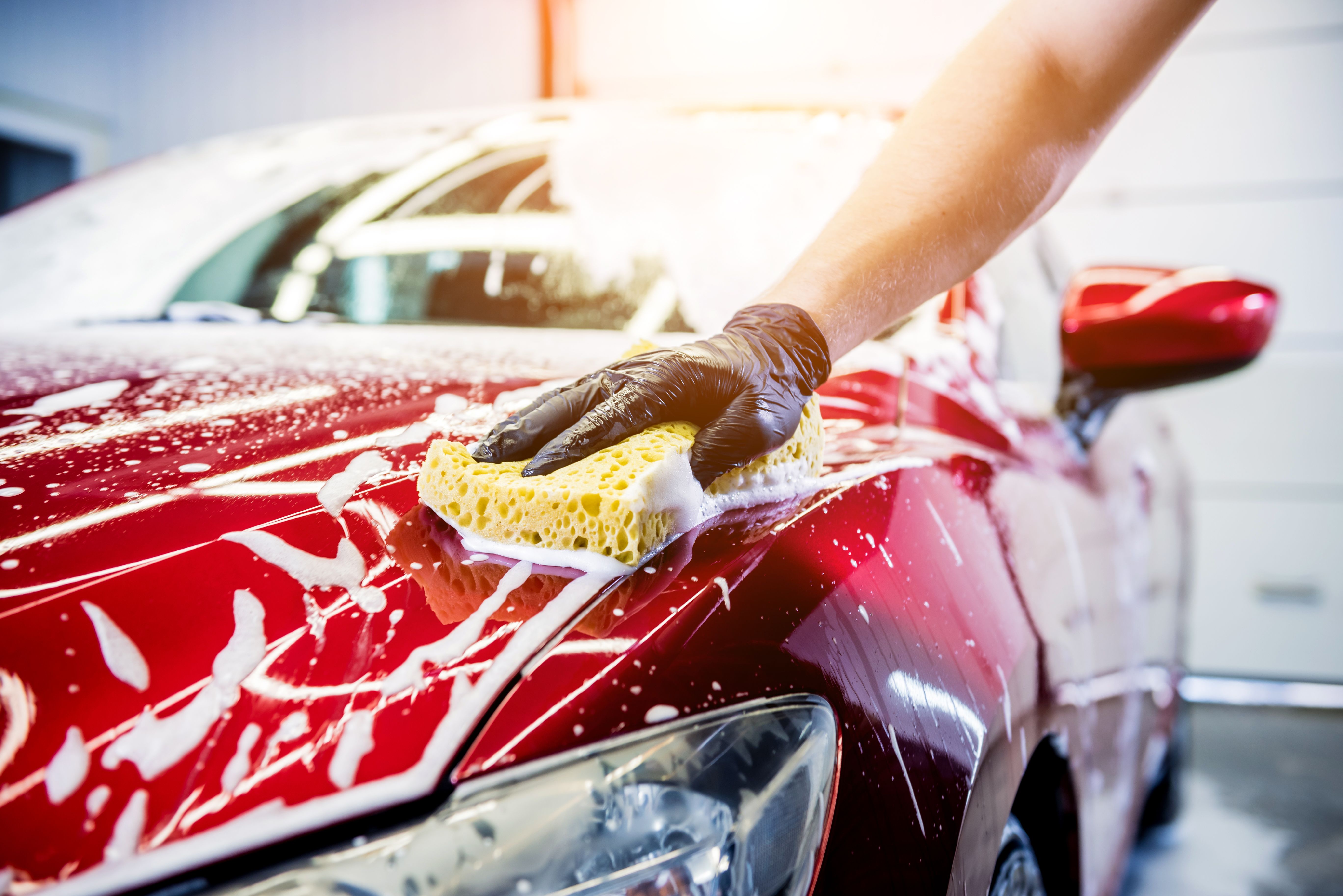 washing car exterior
