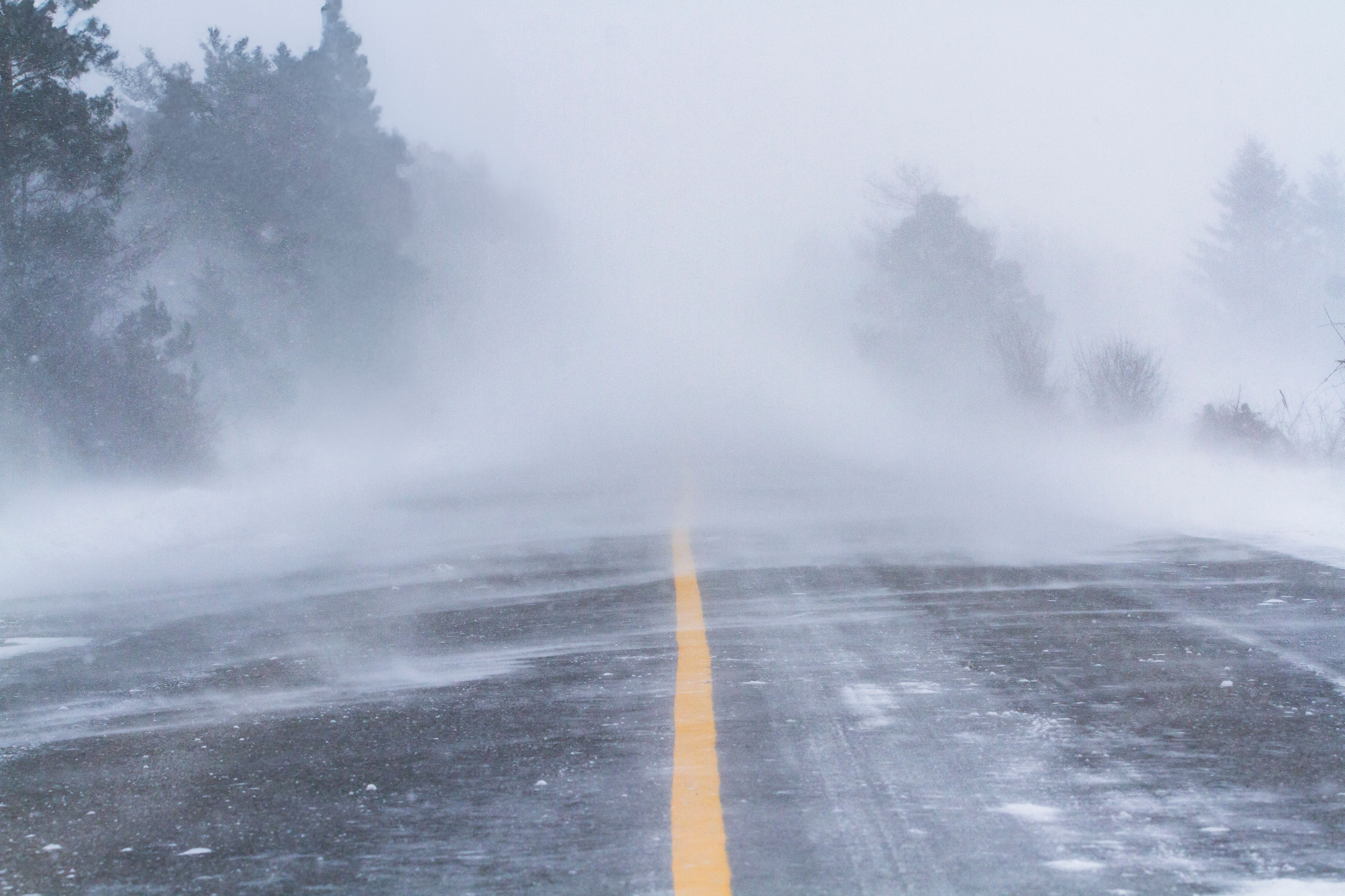 snowy road conditions