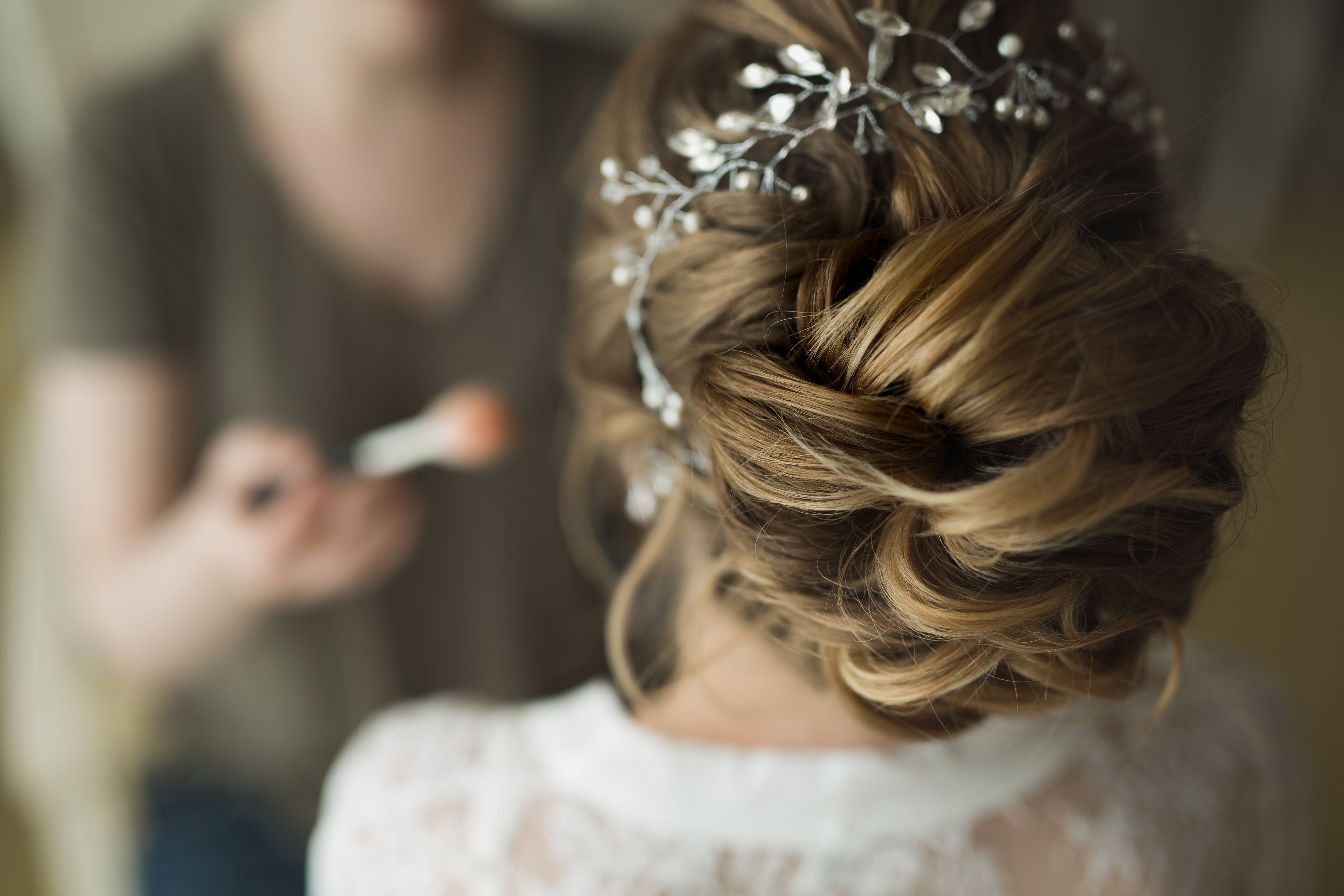 bride with beautiful hair