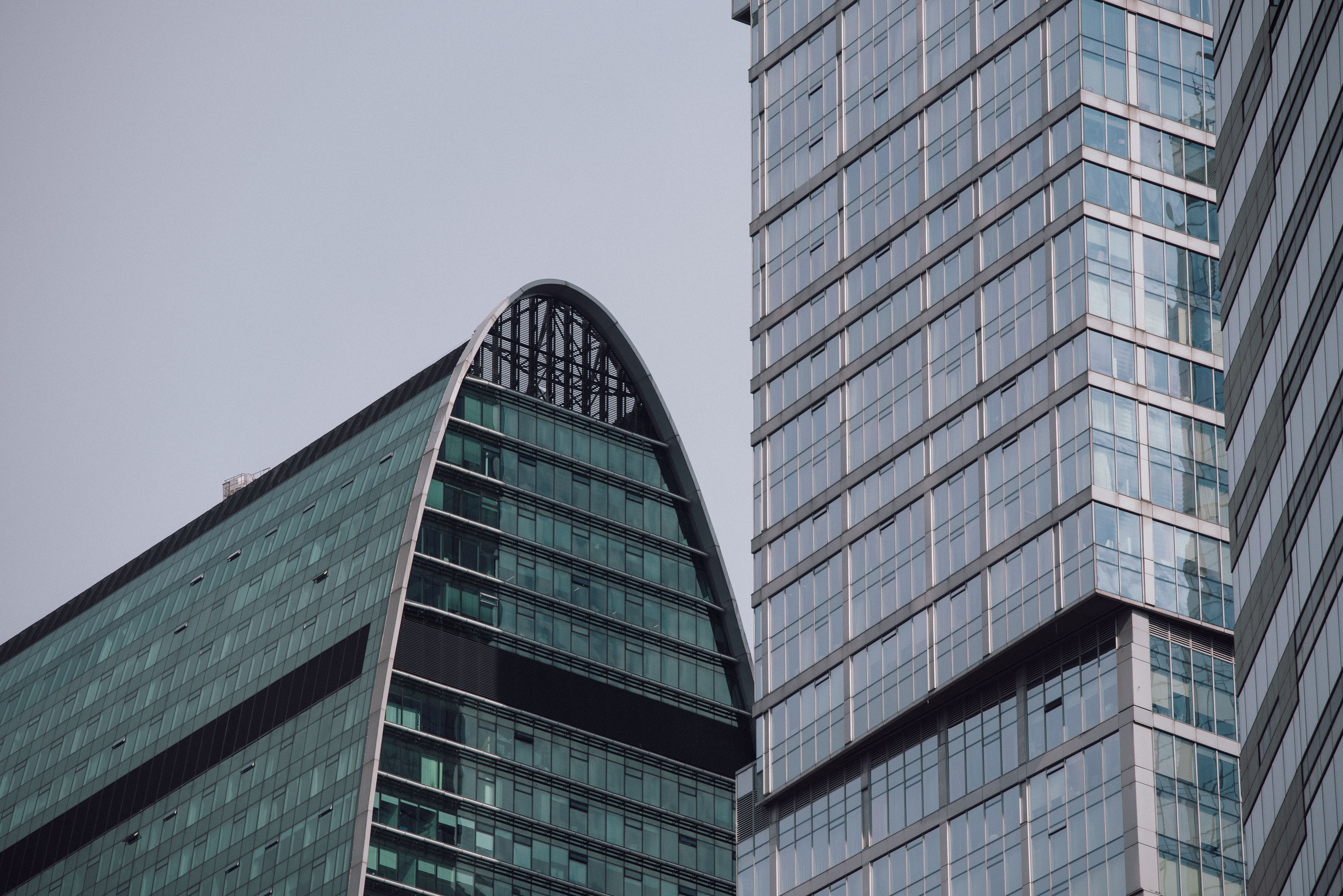 walls and windows of high business building bottom view