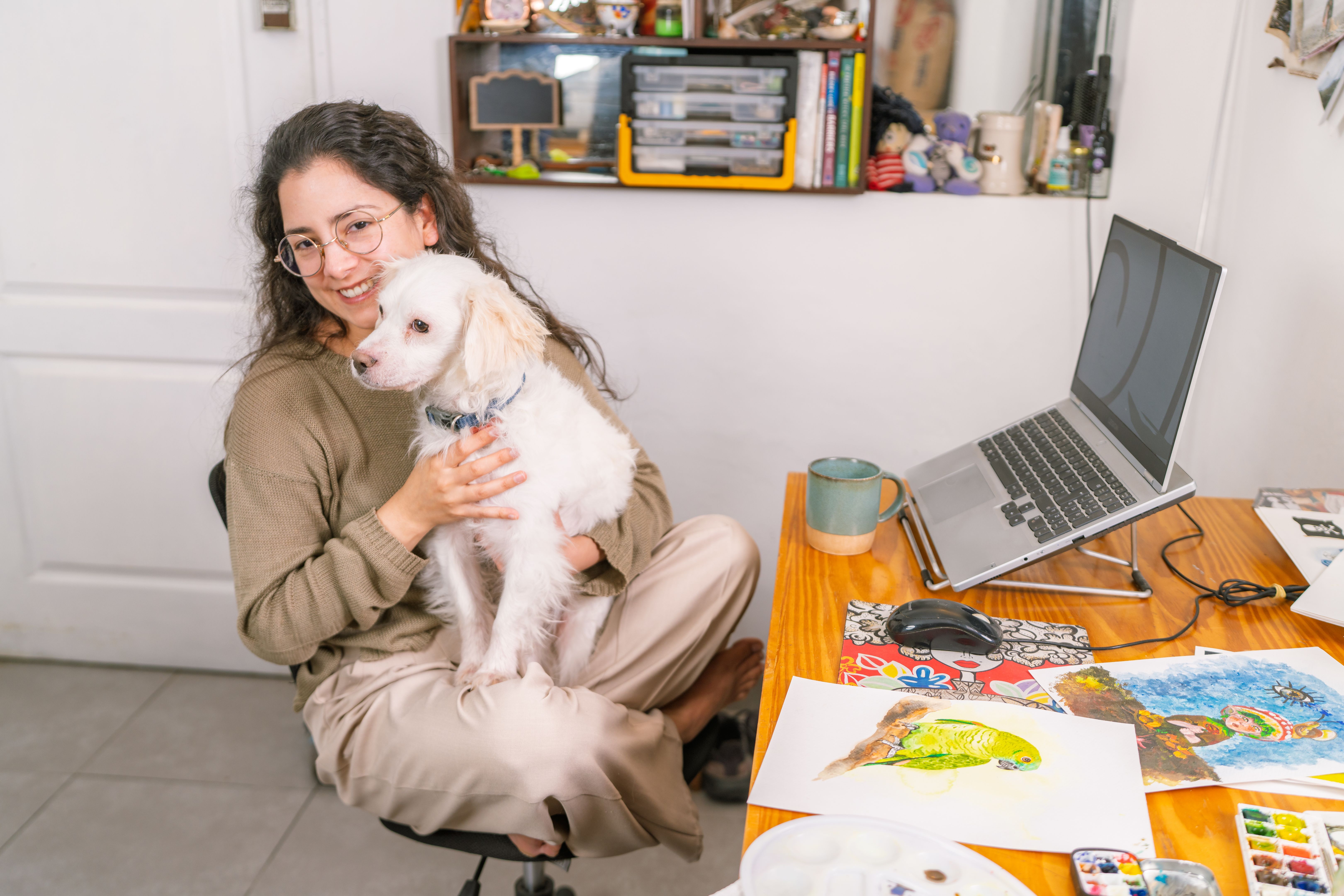 artist dog portrait
