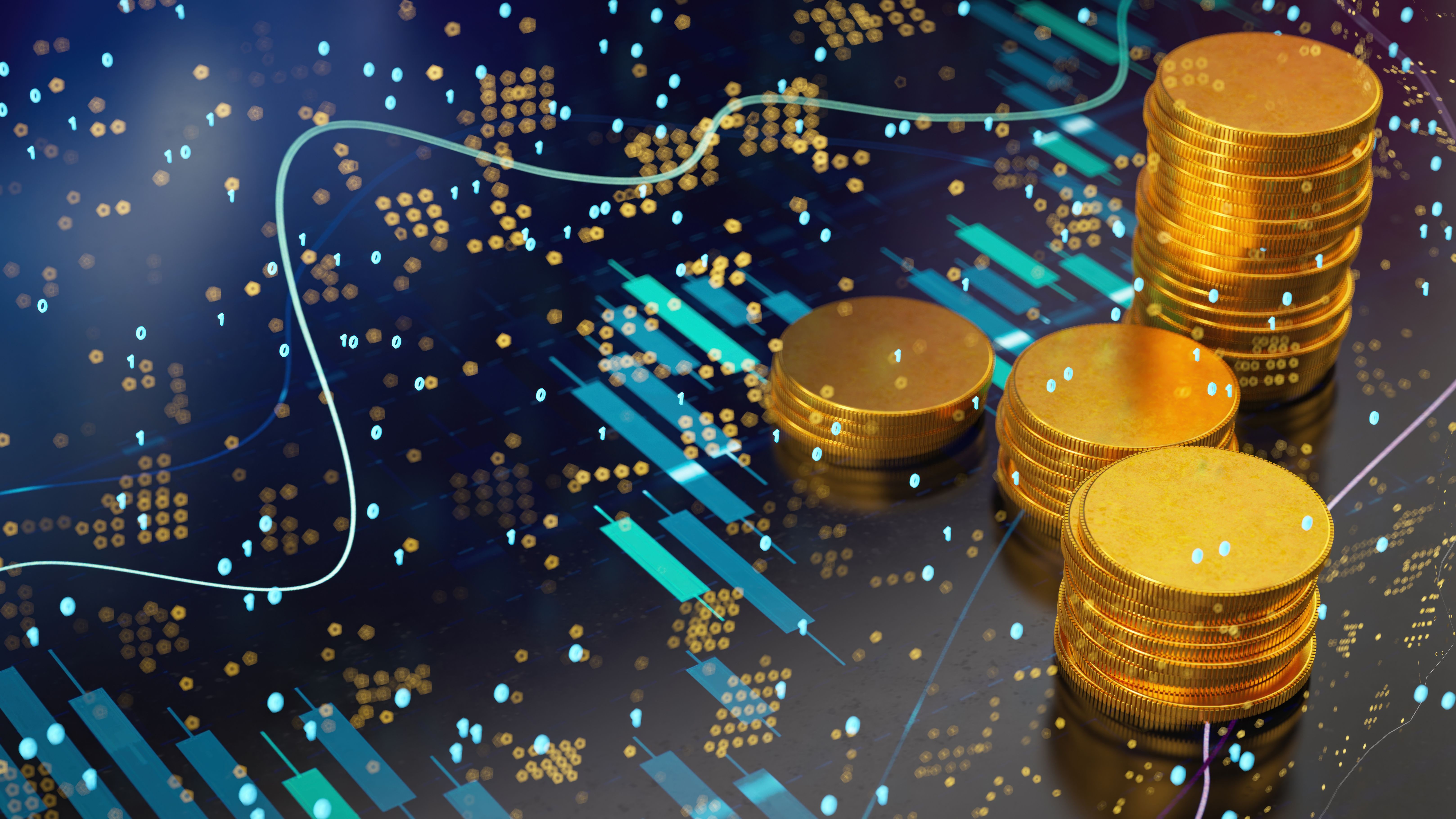 Cryptocurrency Investment With Digital Chart Background Cryptocurrency Investment With Digital Chart Background