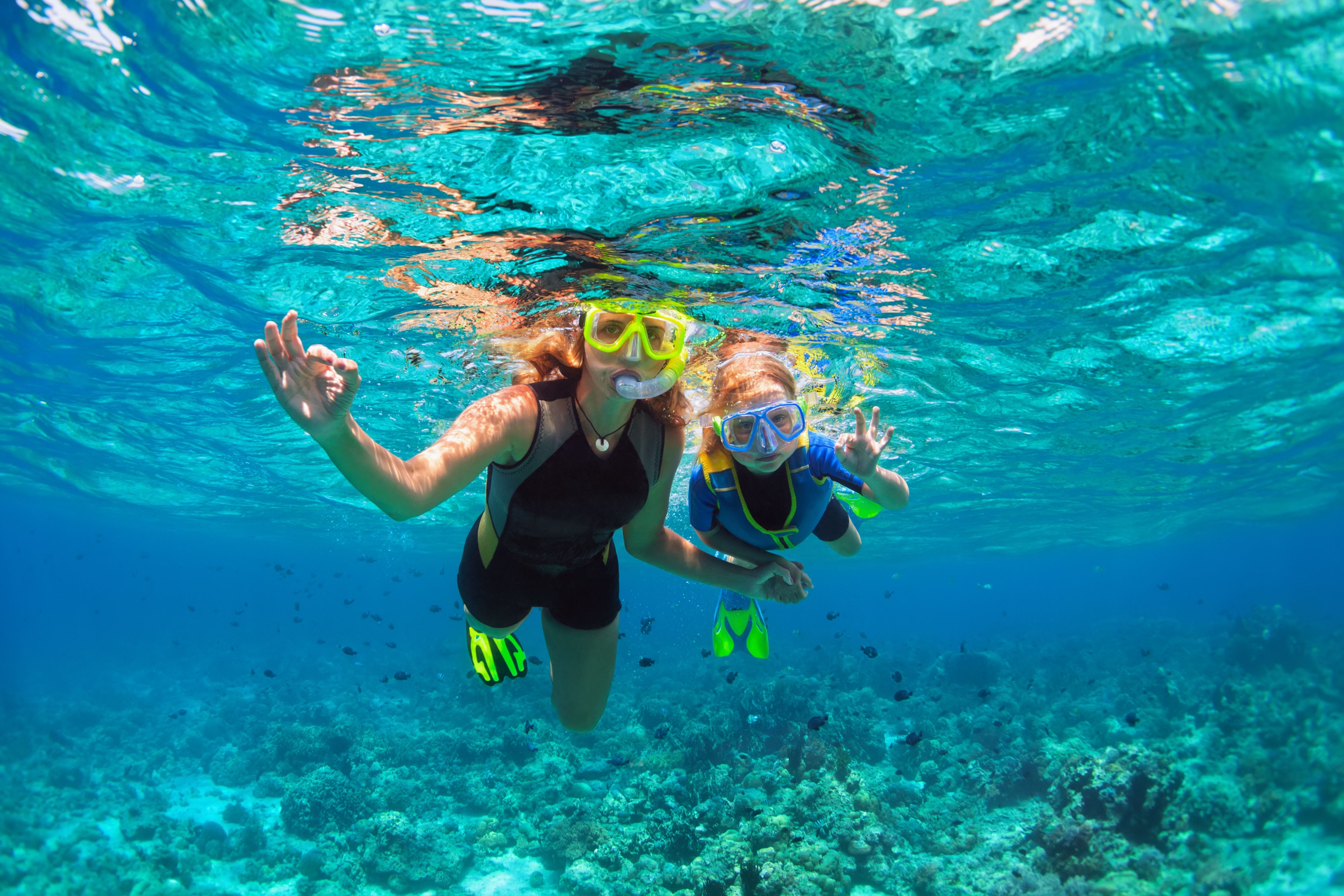 family snorkeling