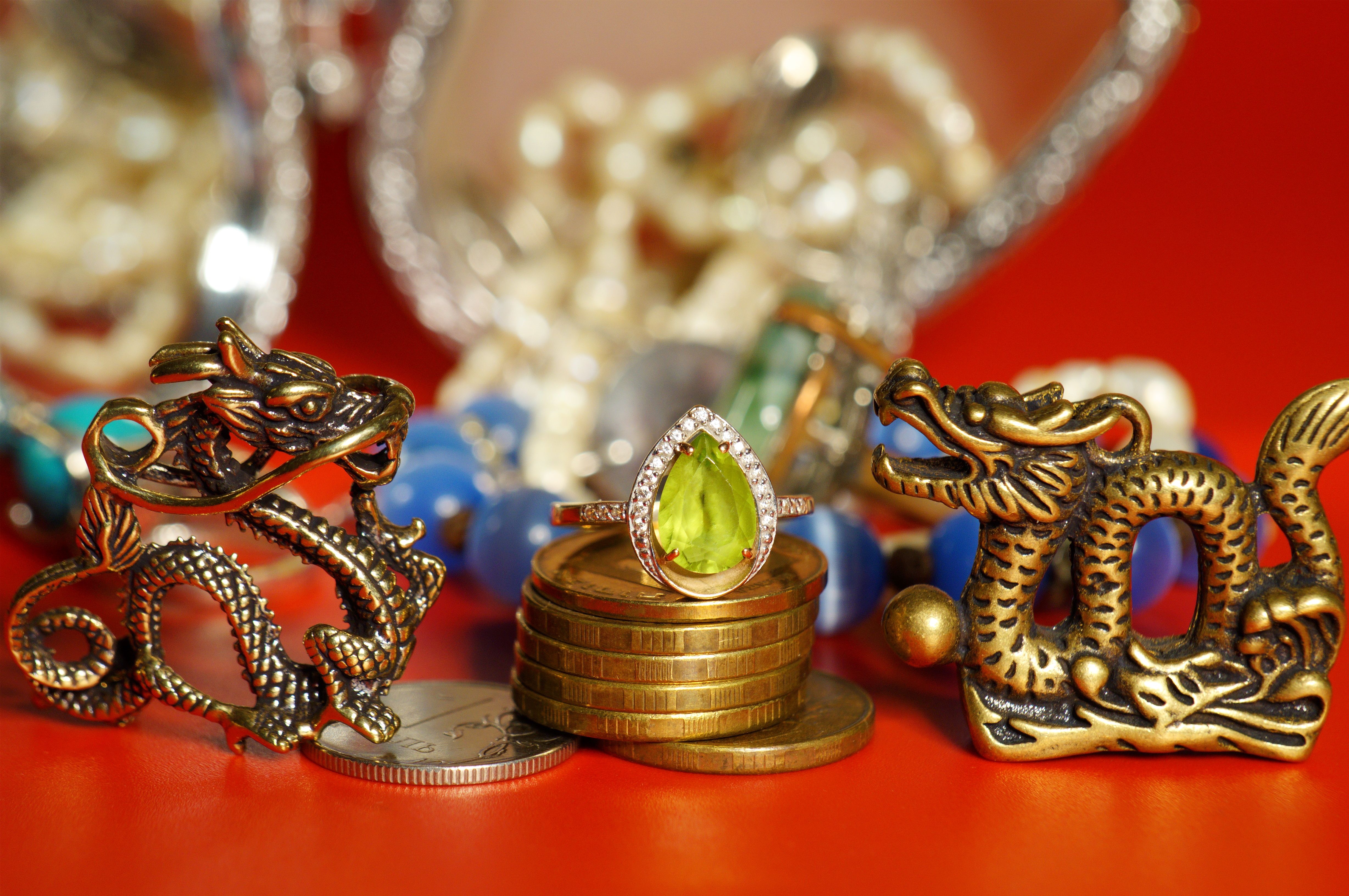 A statuette of a Chinese dragon.