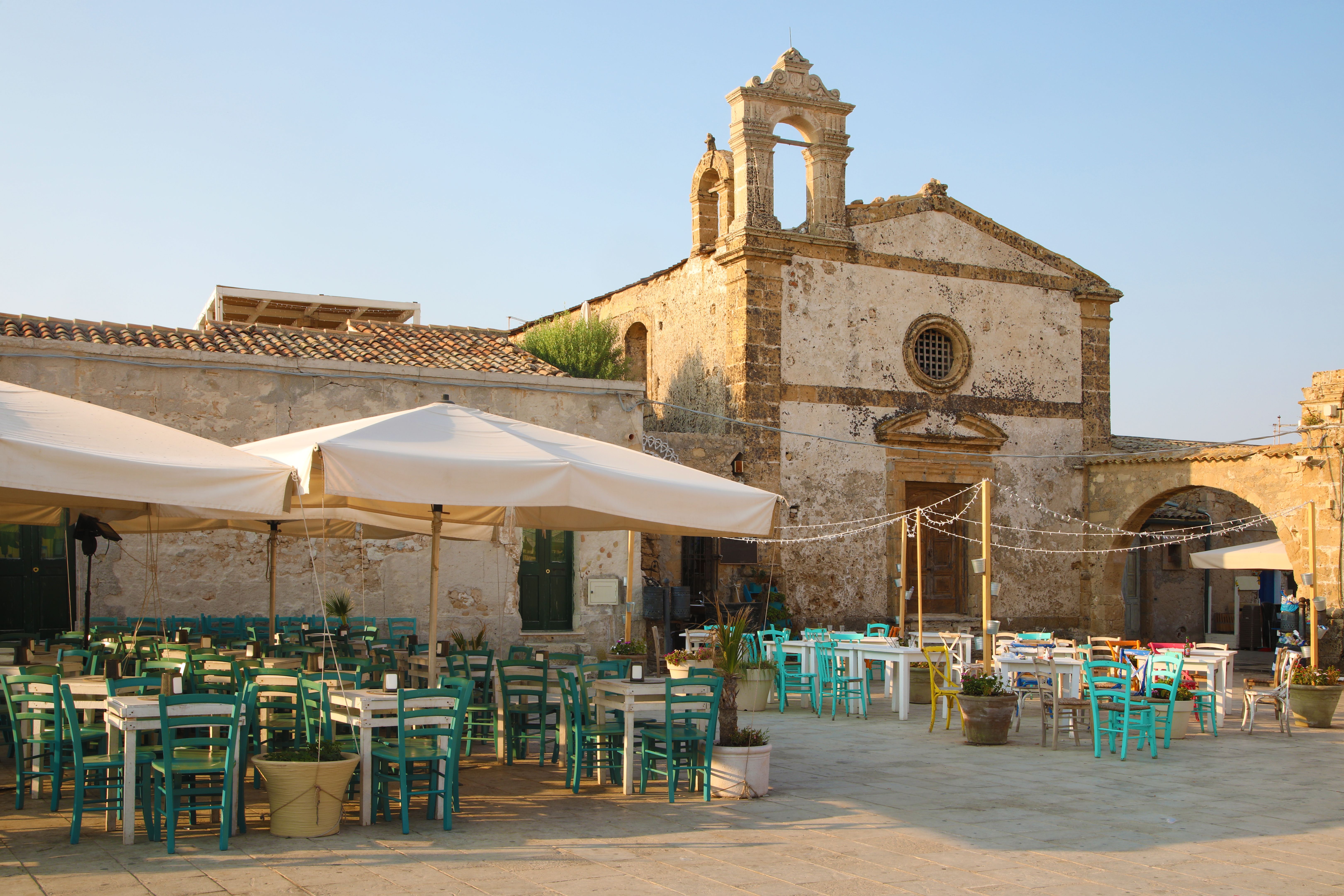 Restaurants in fishermen old village of Marzamemi, Sicily Restaurants in fishermen old village of Marzamemi, Sicily