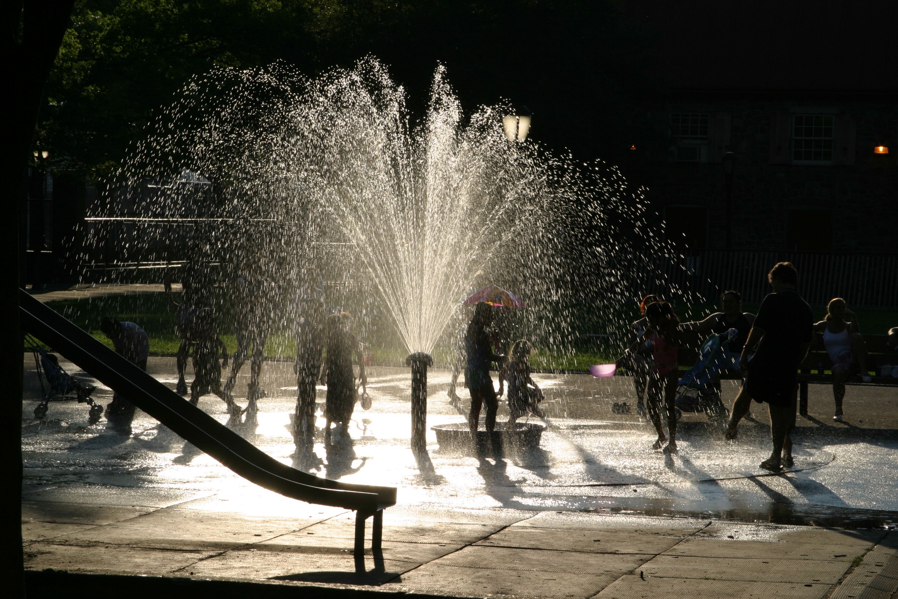 children playing water