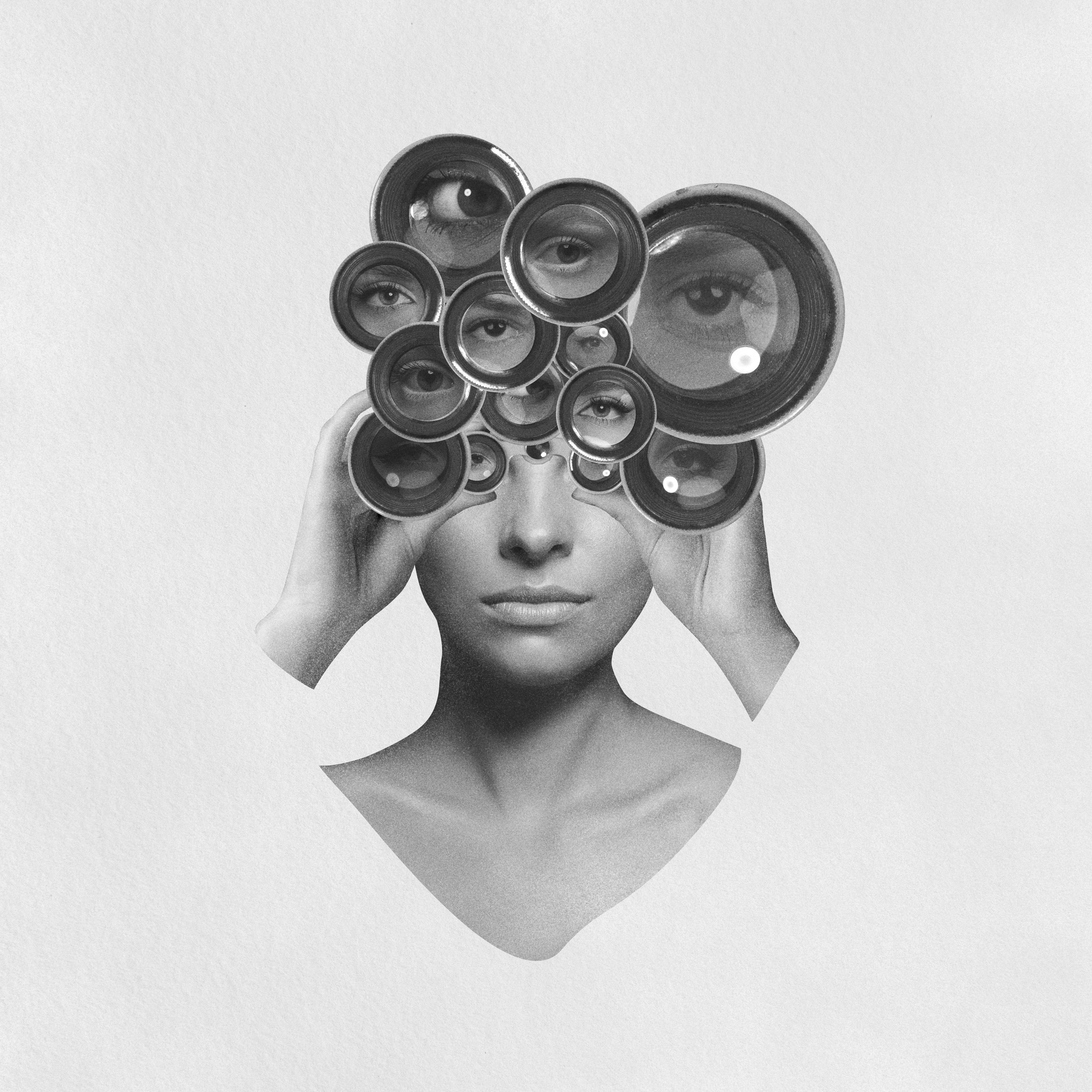 Surreal Vision - Person with Multiple Eyeglass Lenses