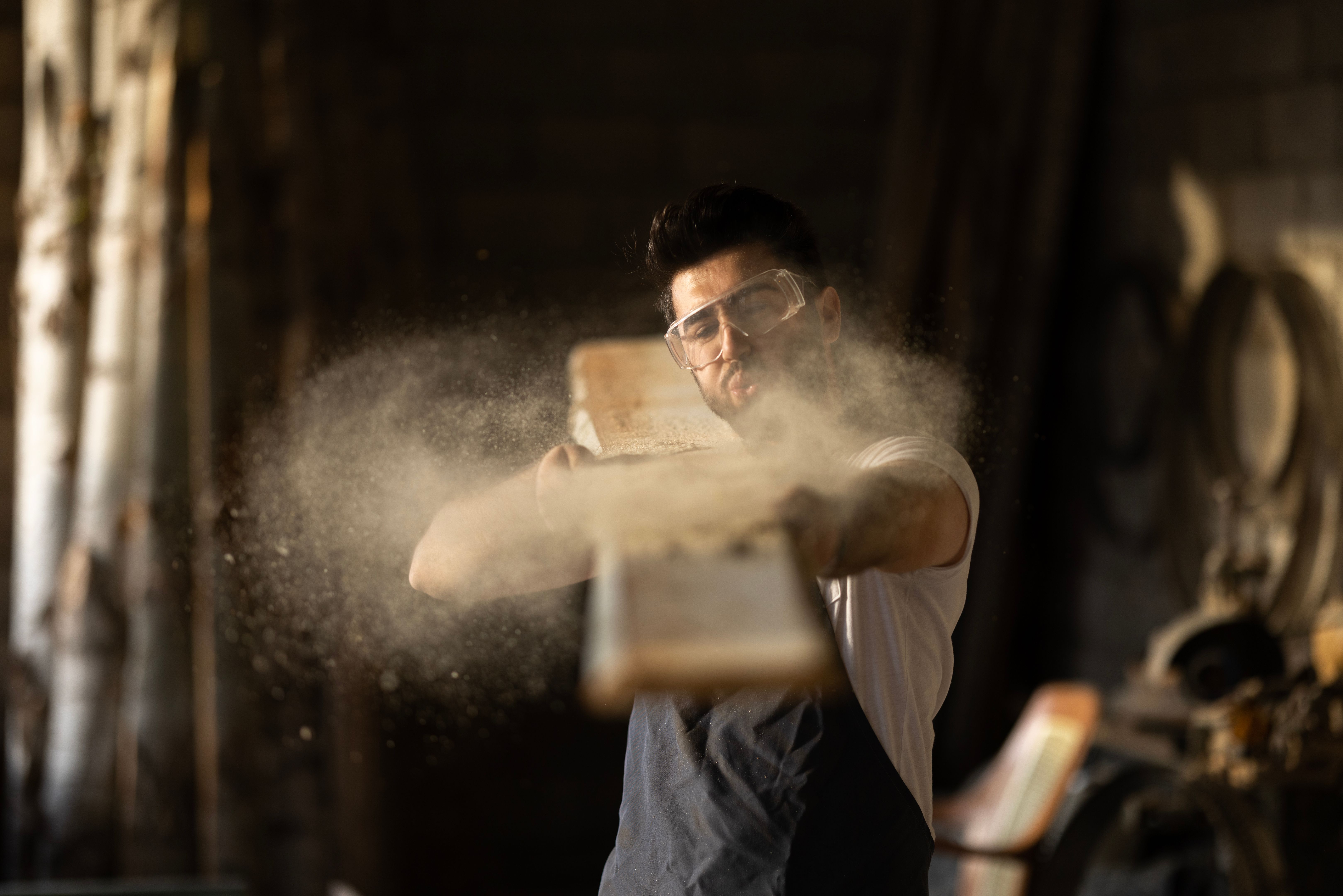 craftsman working wood