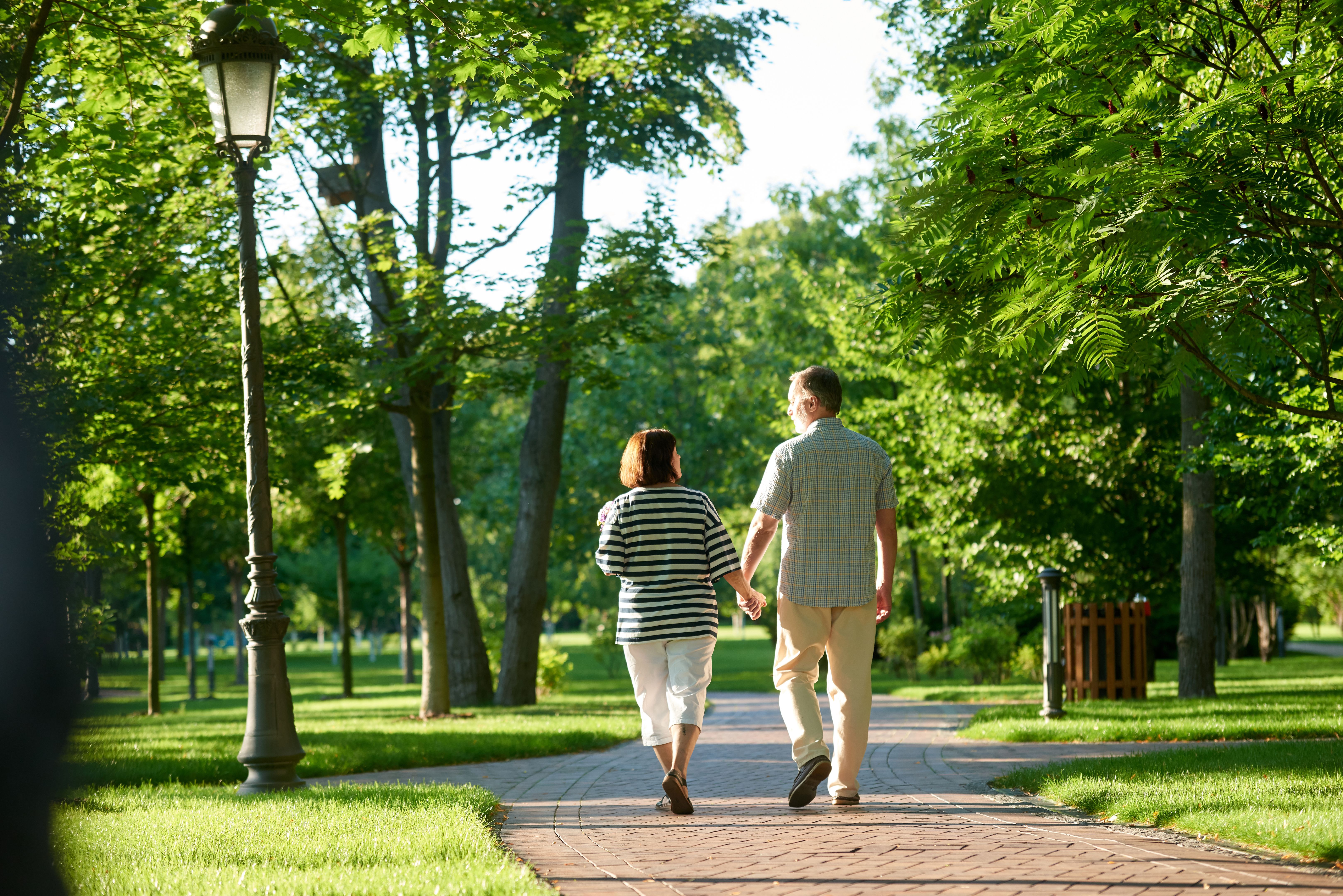 couple walking park