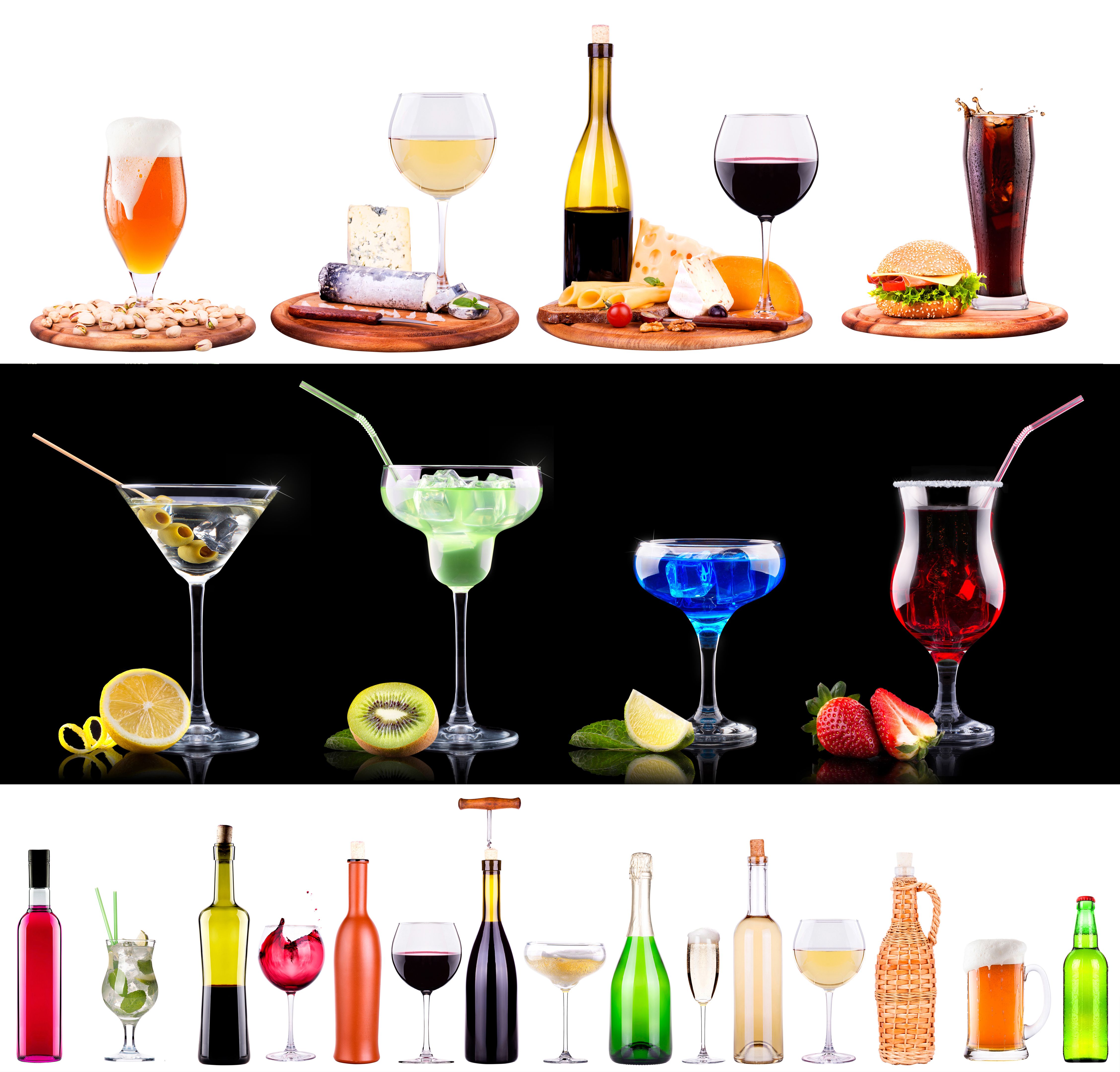 different alcohol drinks set different alcohol drinks set