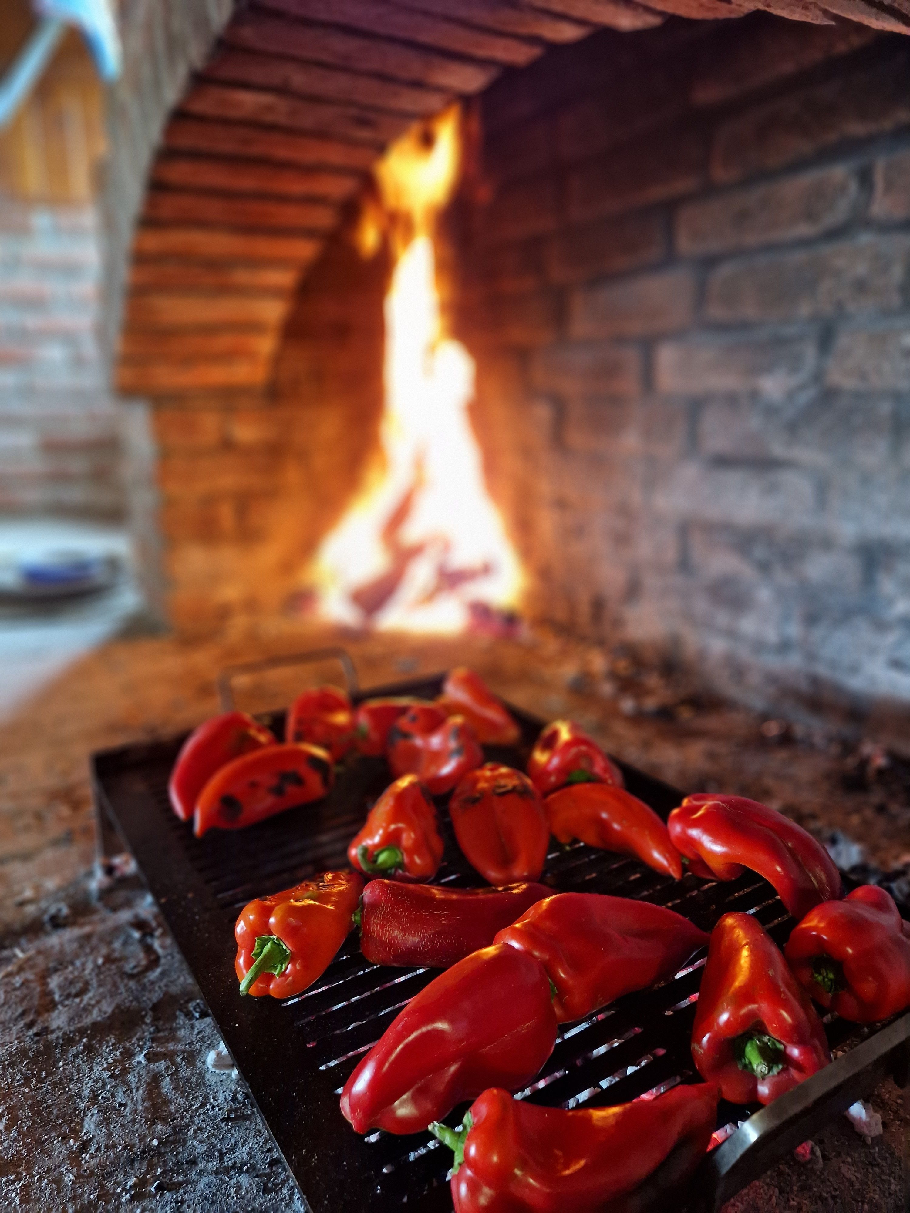 Red papers on a grill