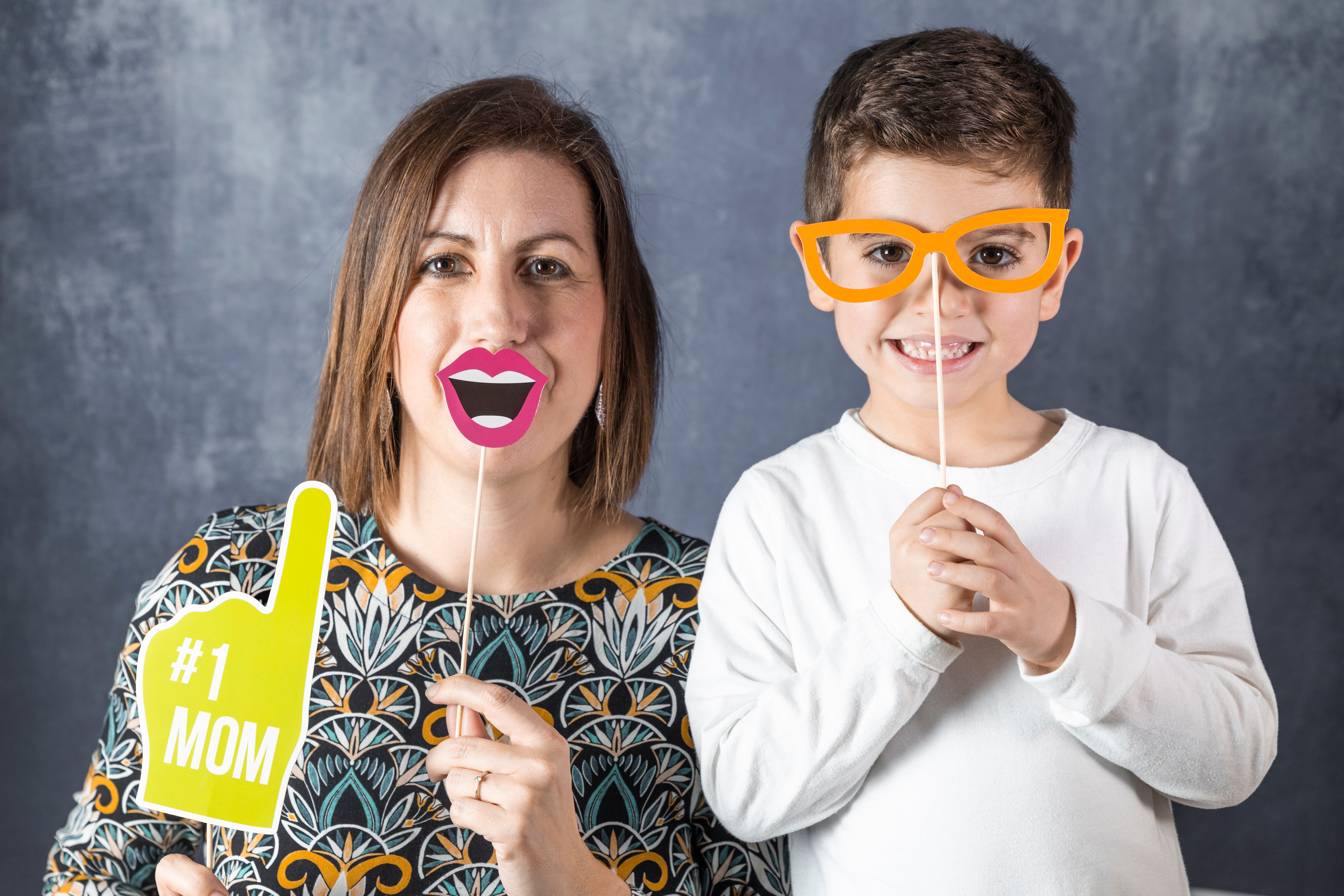 family using photo booth