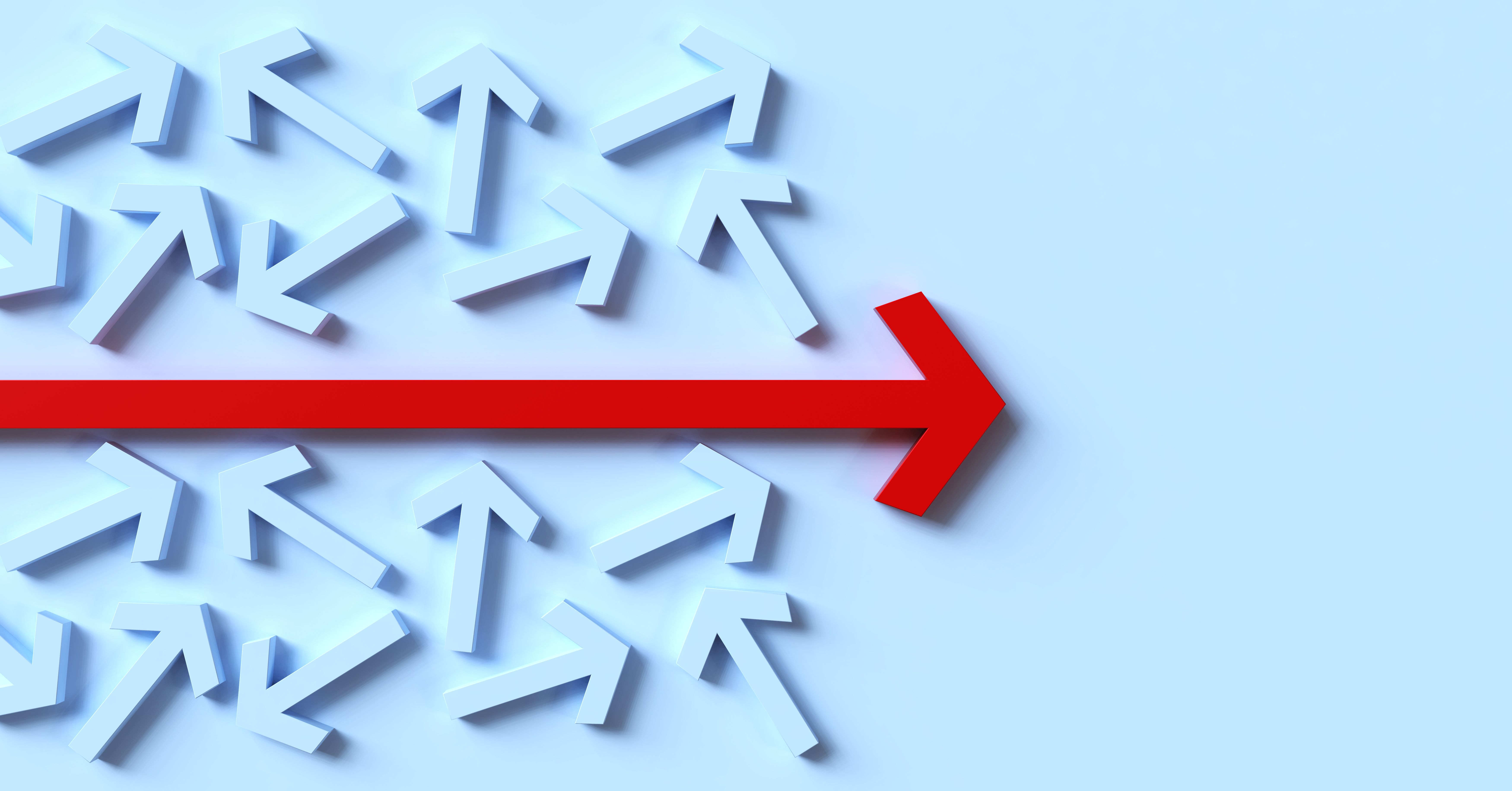 Success Red Arrow on White arrows background. Standing out from the crowd. Lucky business achievements and leadership concept Success Red Arrow on White arrows background. Standing out from the crowd. Lucky business achievements and leadership concept