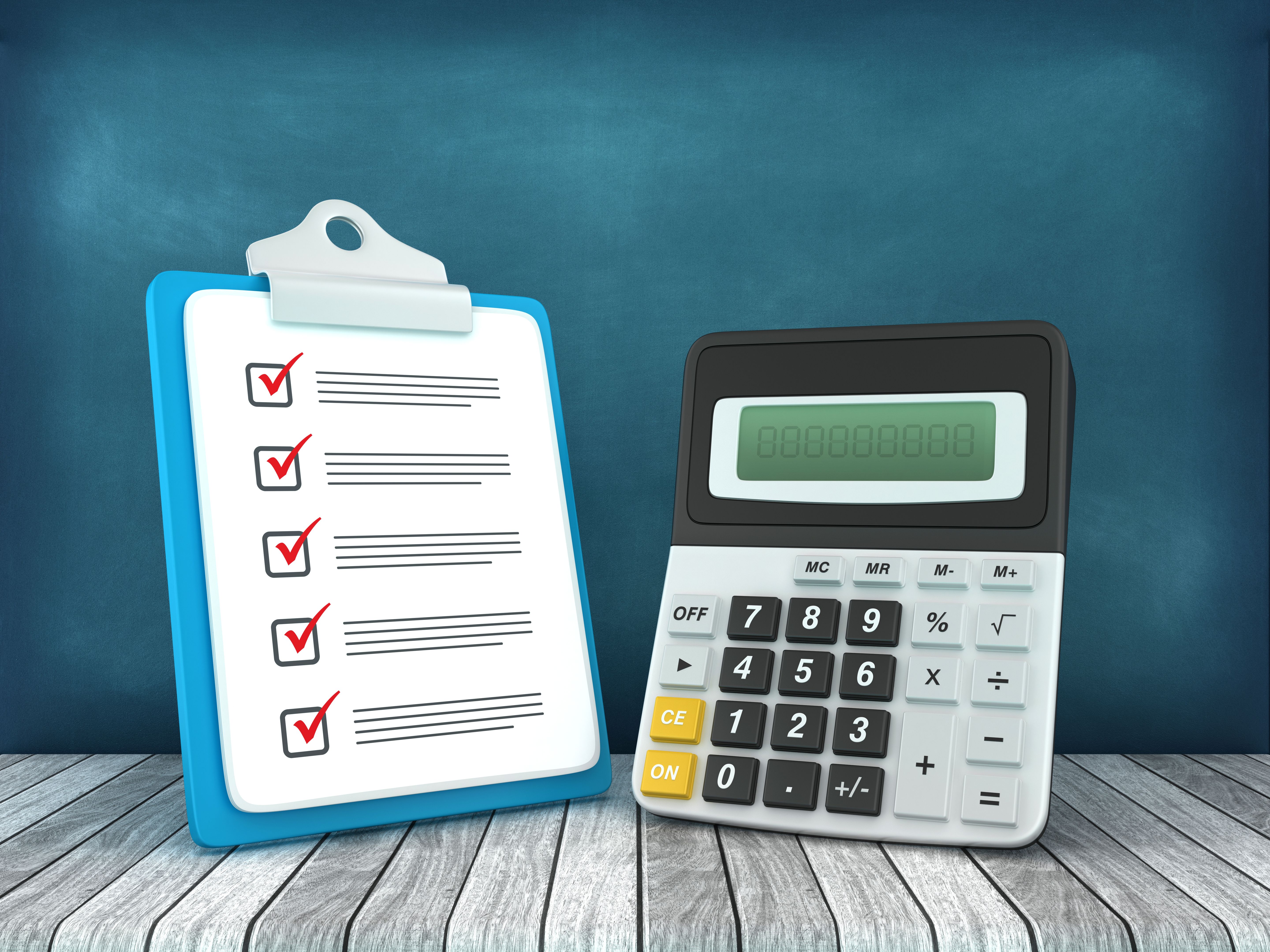 3D Calculator with Check List Clipboard