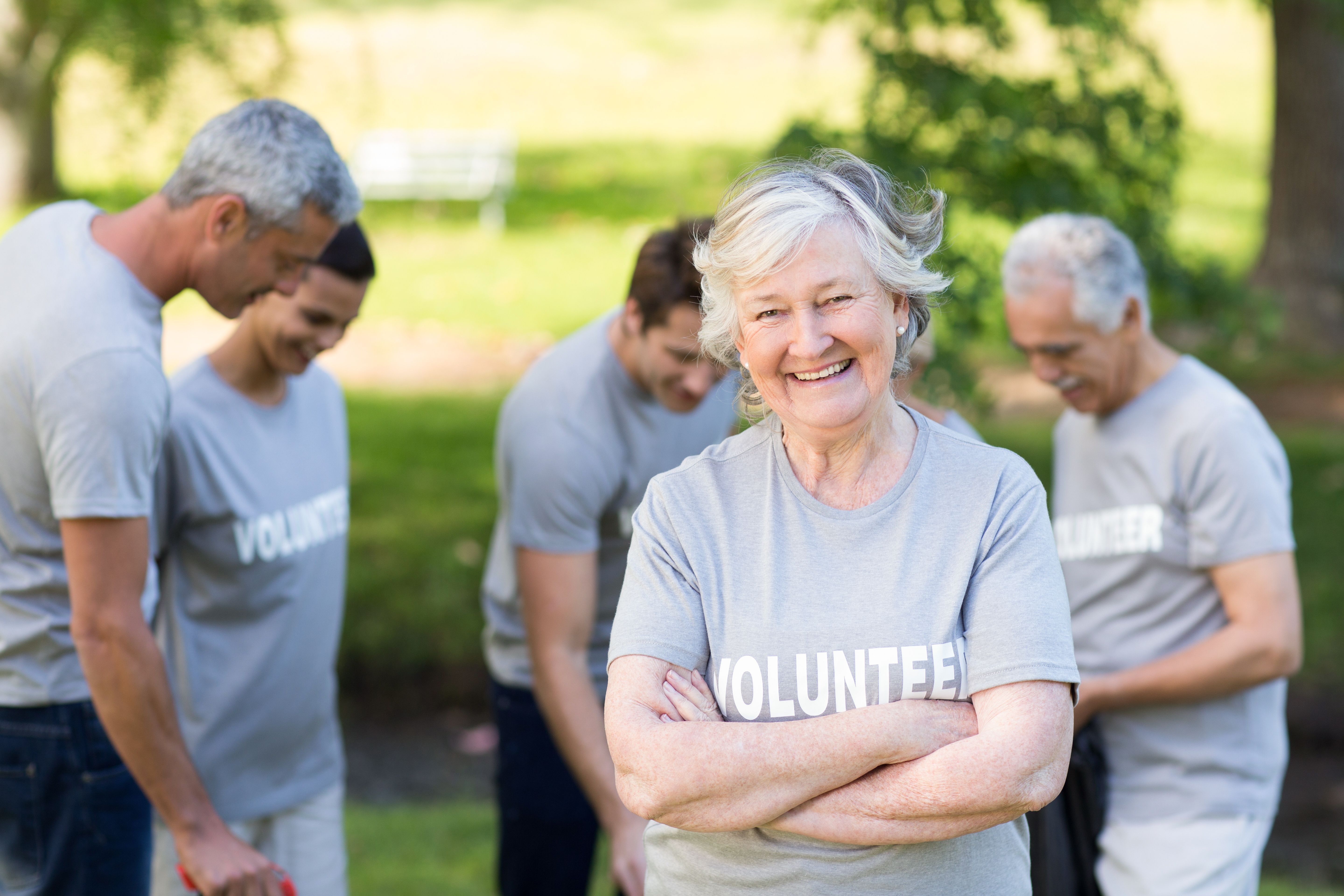 elderly man volunteering