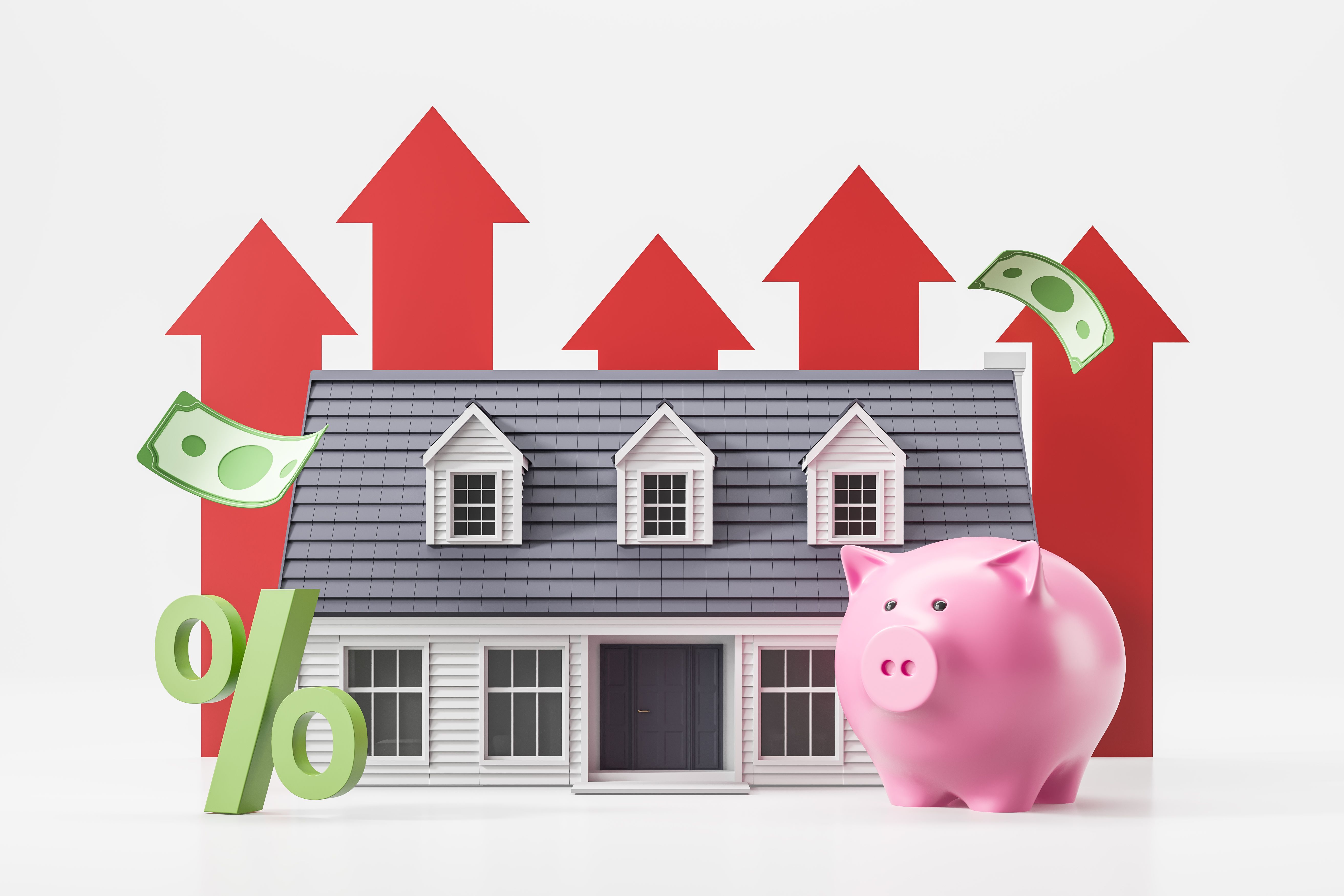 Rising house prices concept and real estate