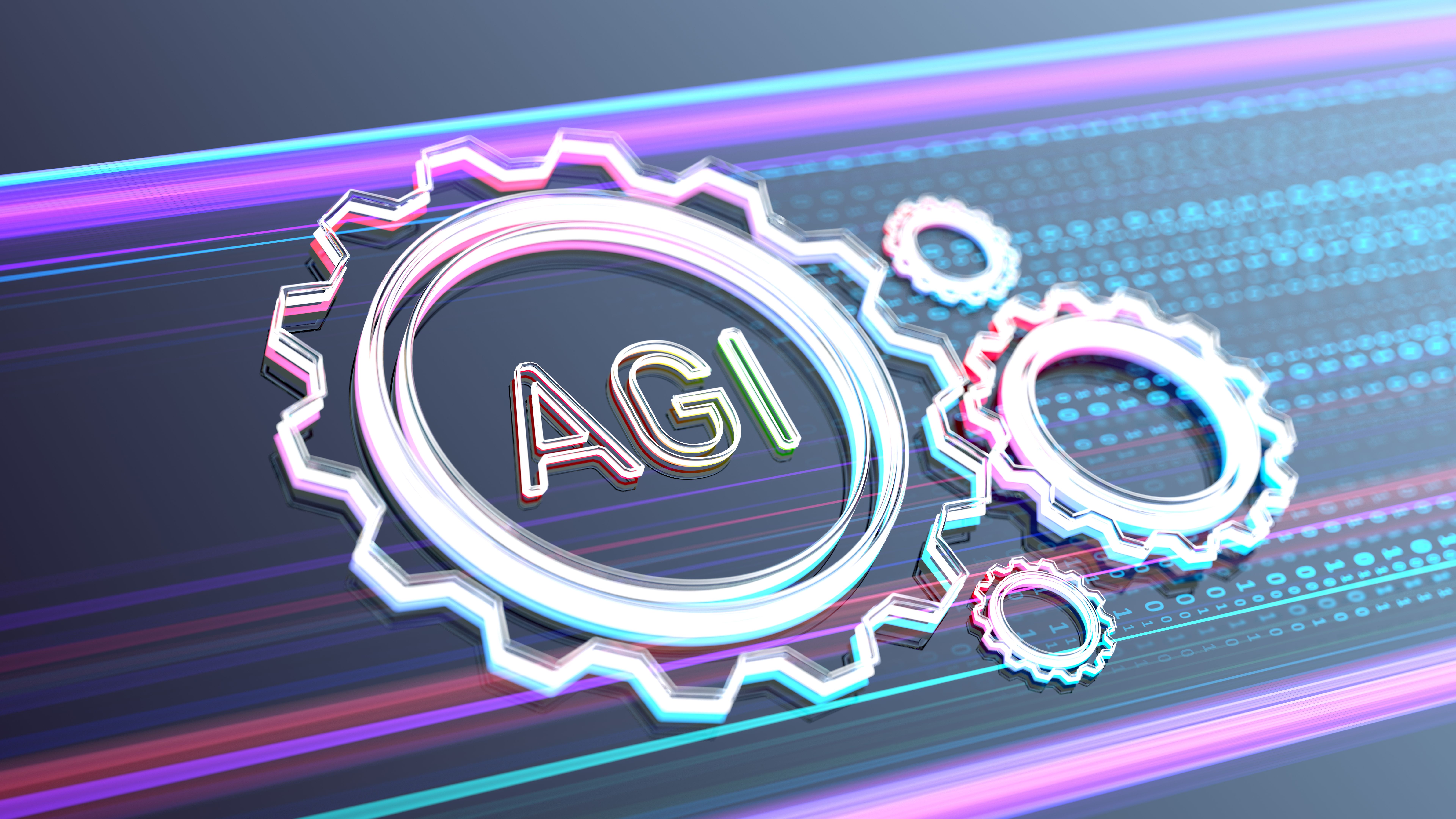 AGI - Artificial general intelligence concept text on digital gears . machine learning. AGI - Artificial general intelligence concept text on digital gears . machine learning.