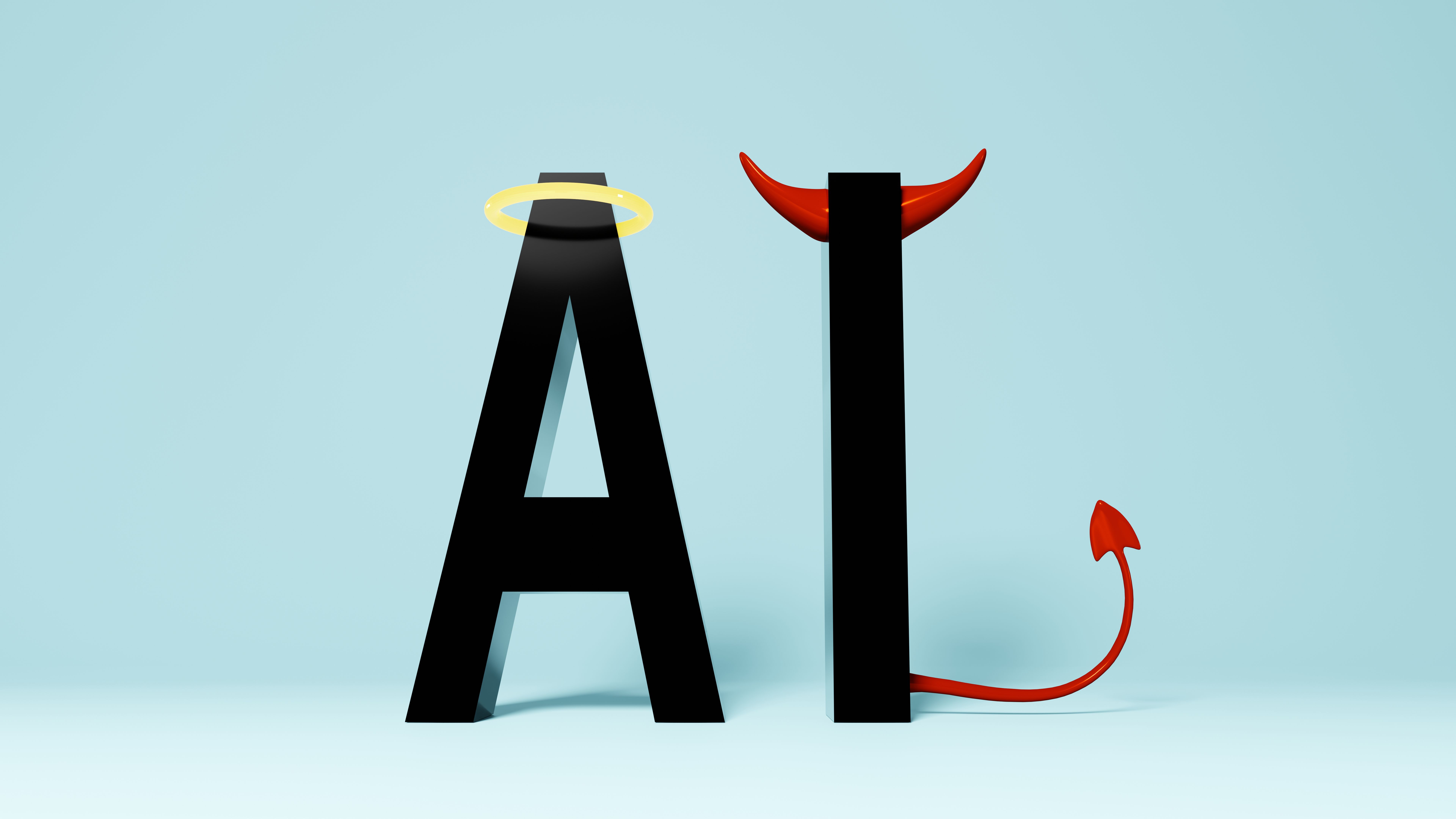 Conceptual Computer Graphics Depict Good and Evil Sides of Ai Technology