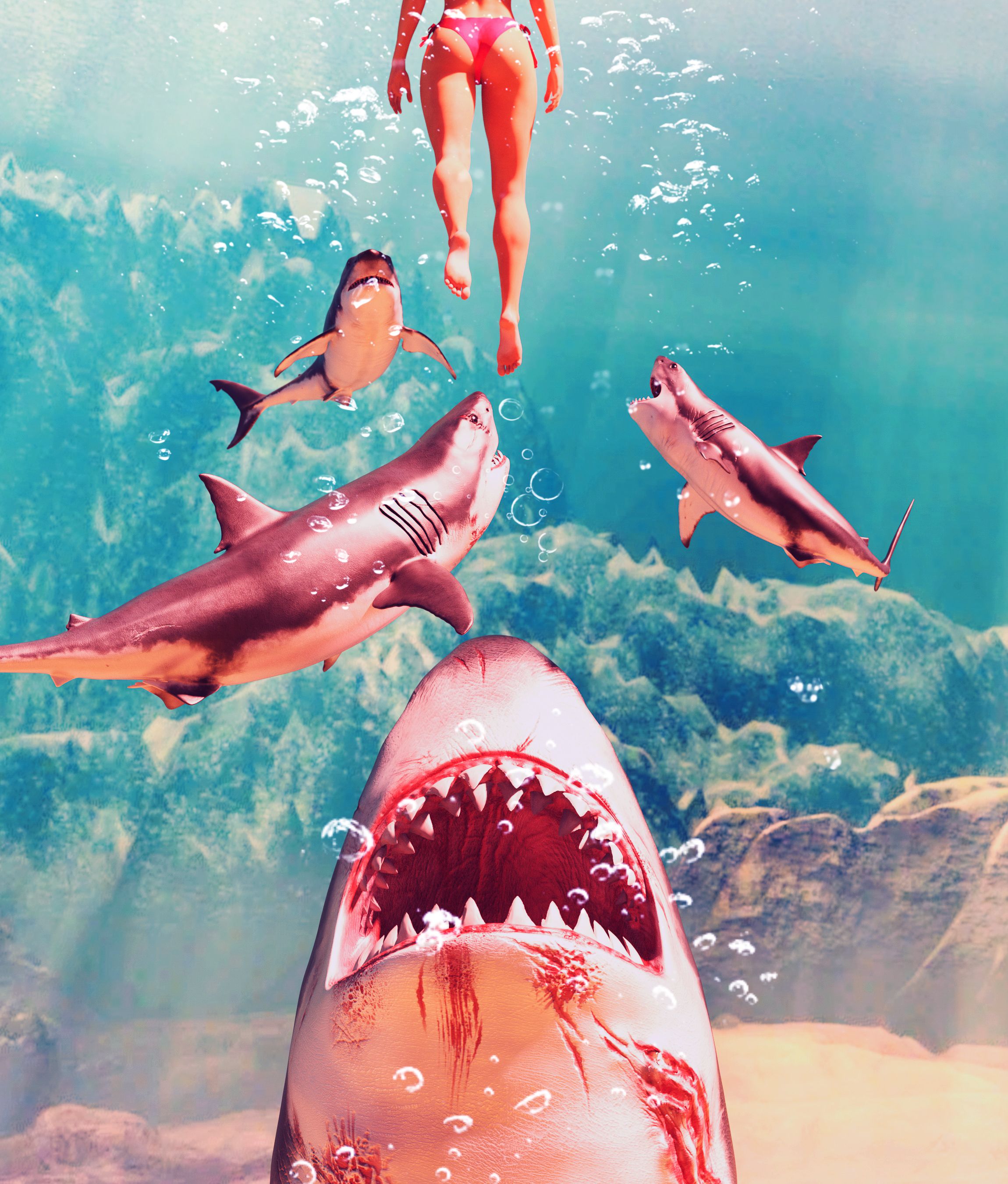 Great white shark attack