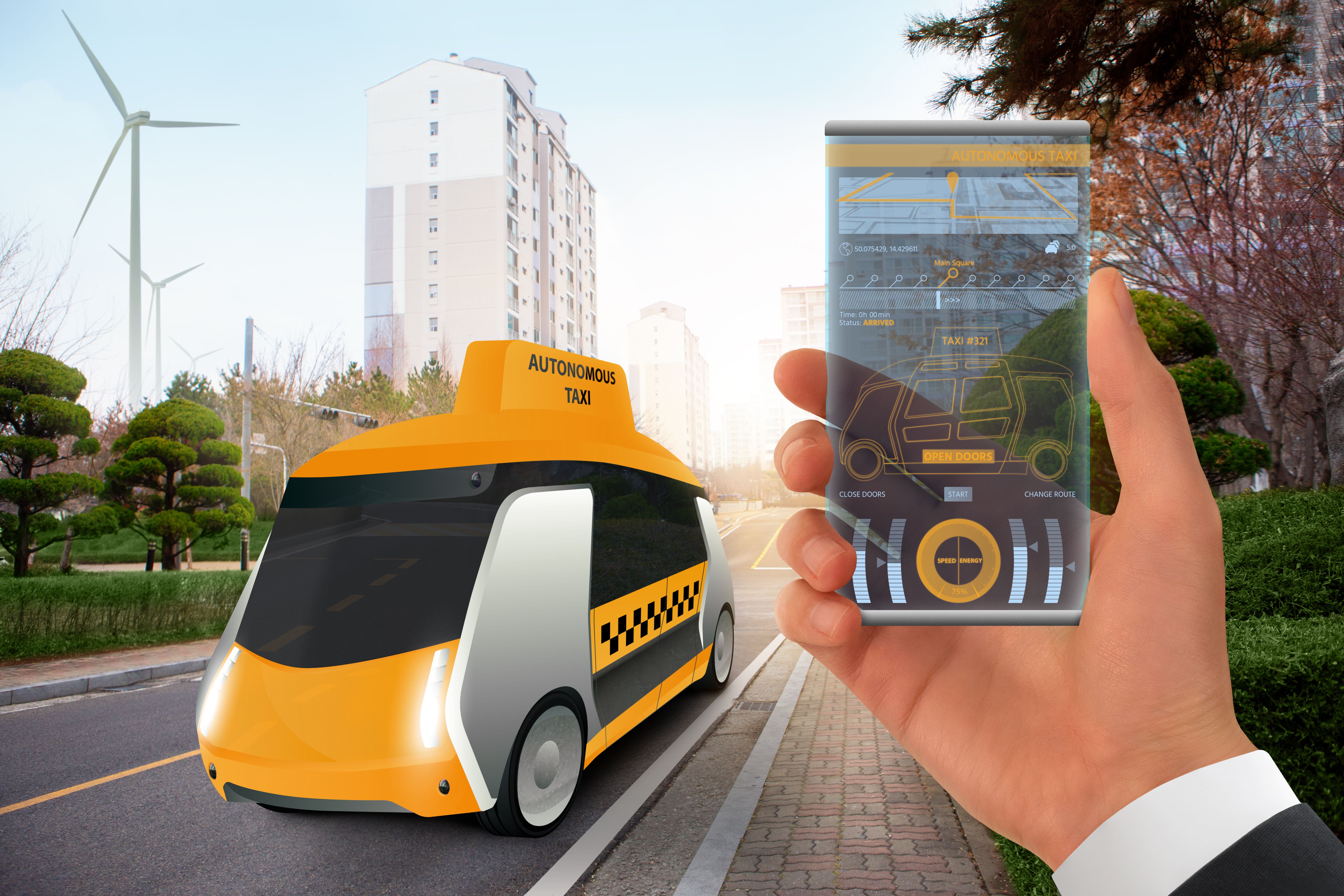 Control of autonomous taxi by mobile app. Control of autonomous taxi by mobile app.