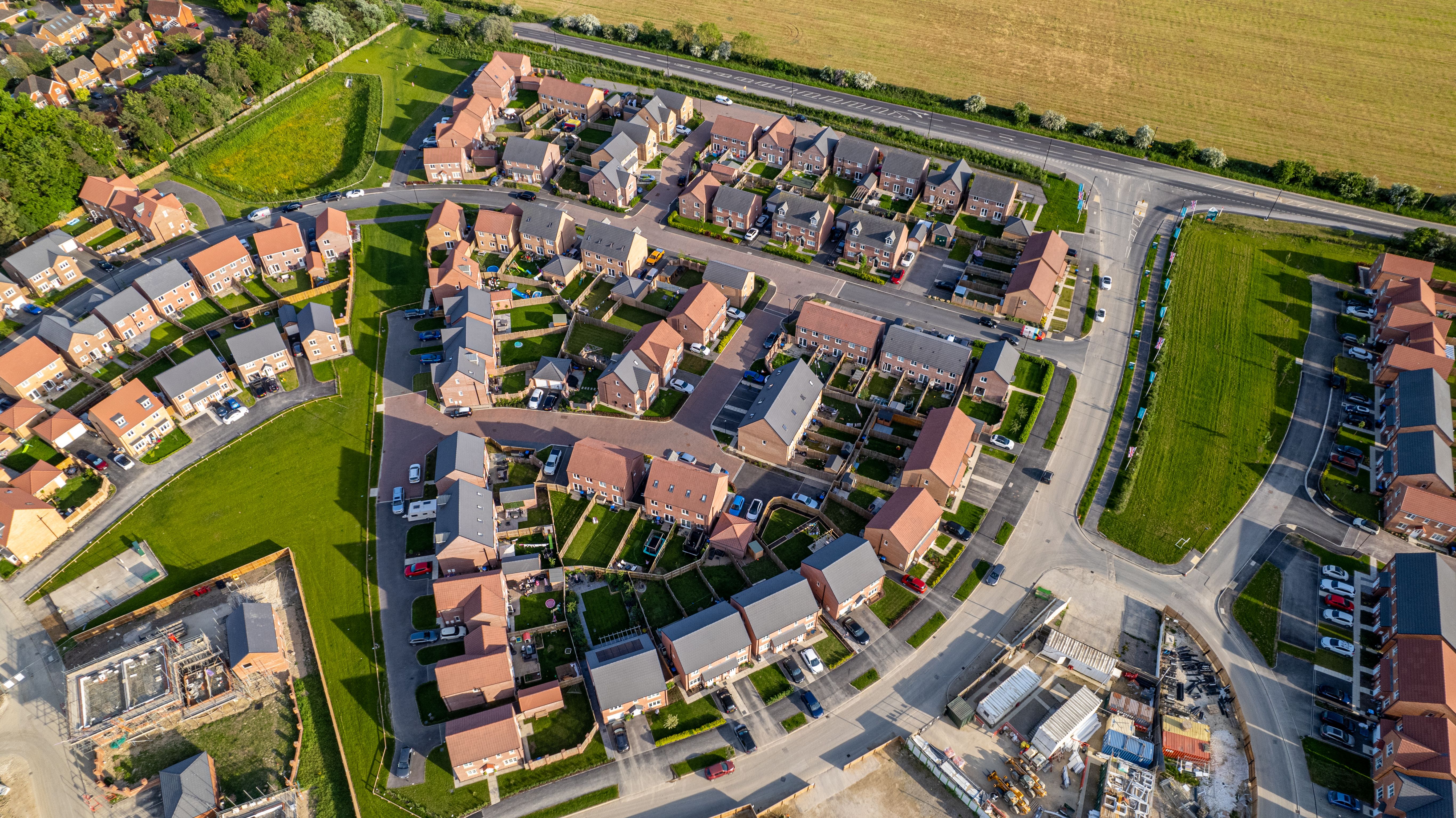 Aerial view of a residential development