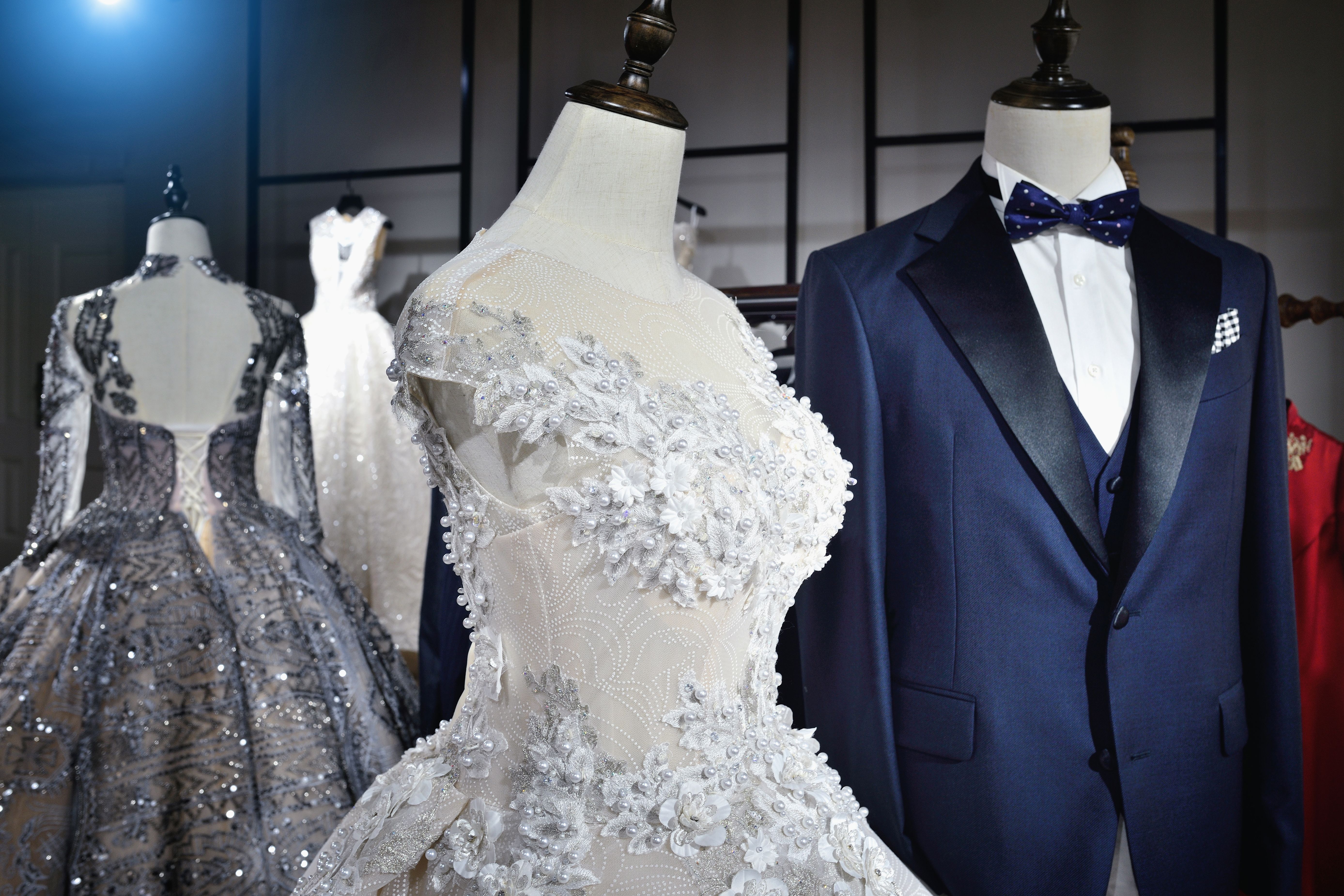 Multi Colored Evening Gown at Wedding Fashion Shop