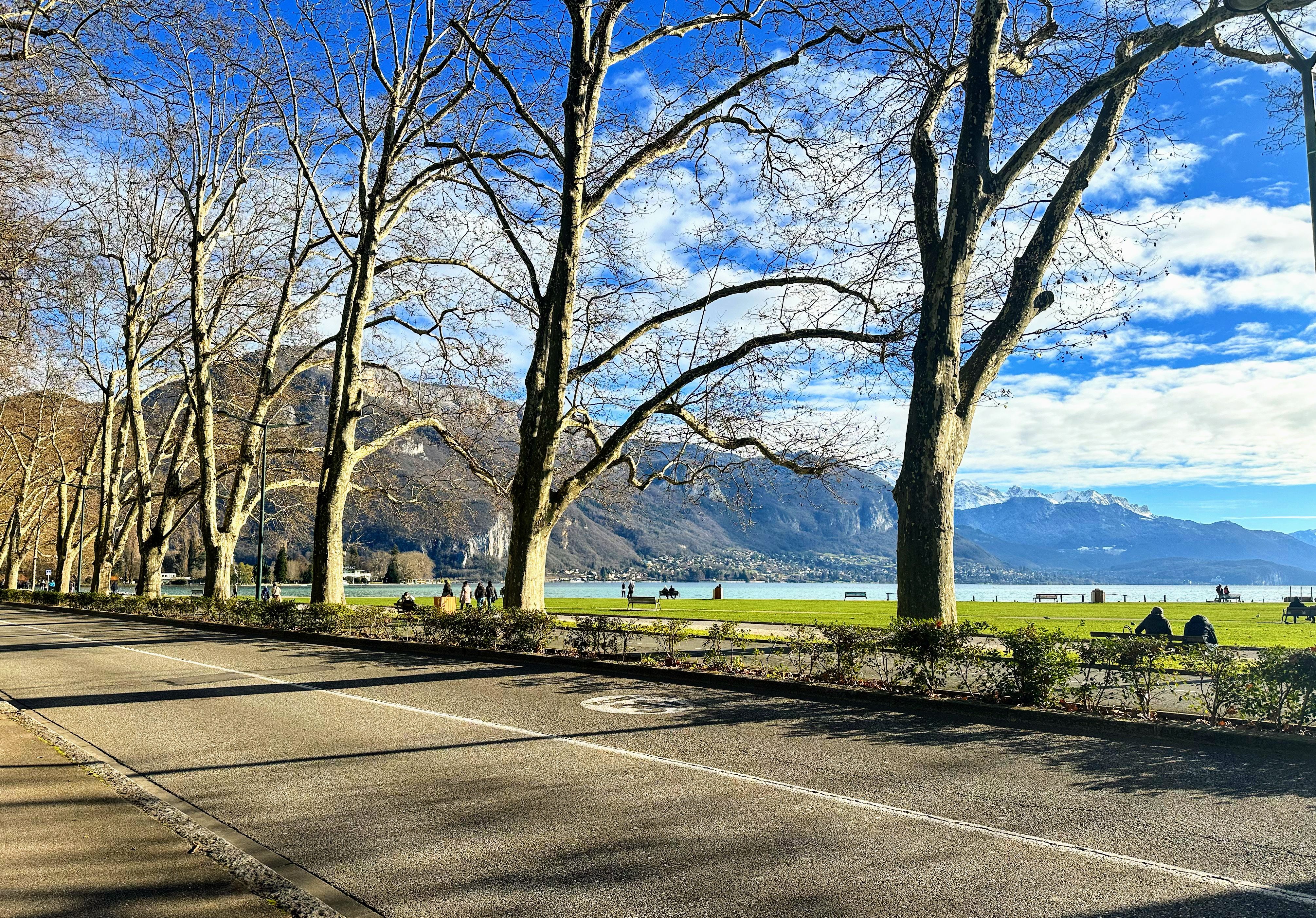 A view of lake Annecy on a sunny winter day A view of lake Annecy on a sunny winter day