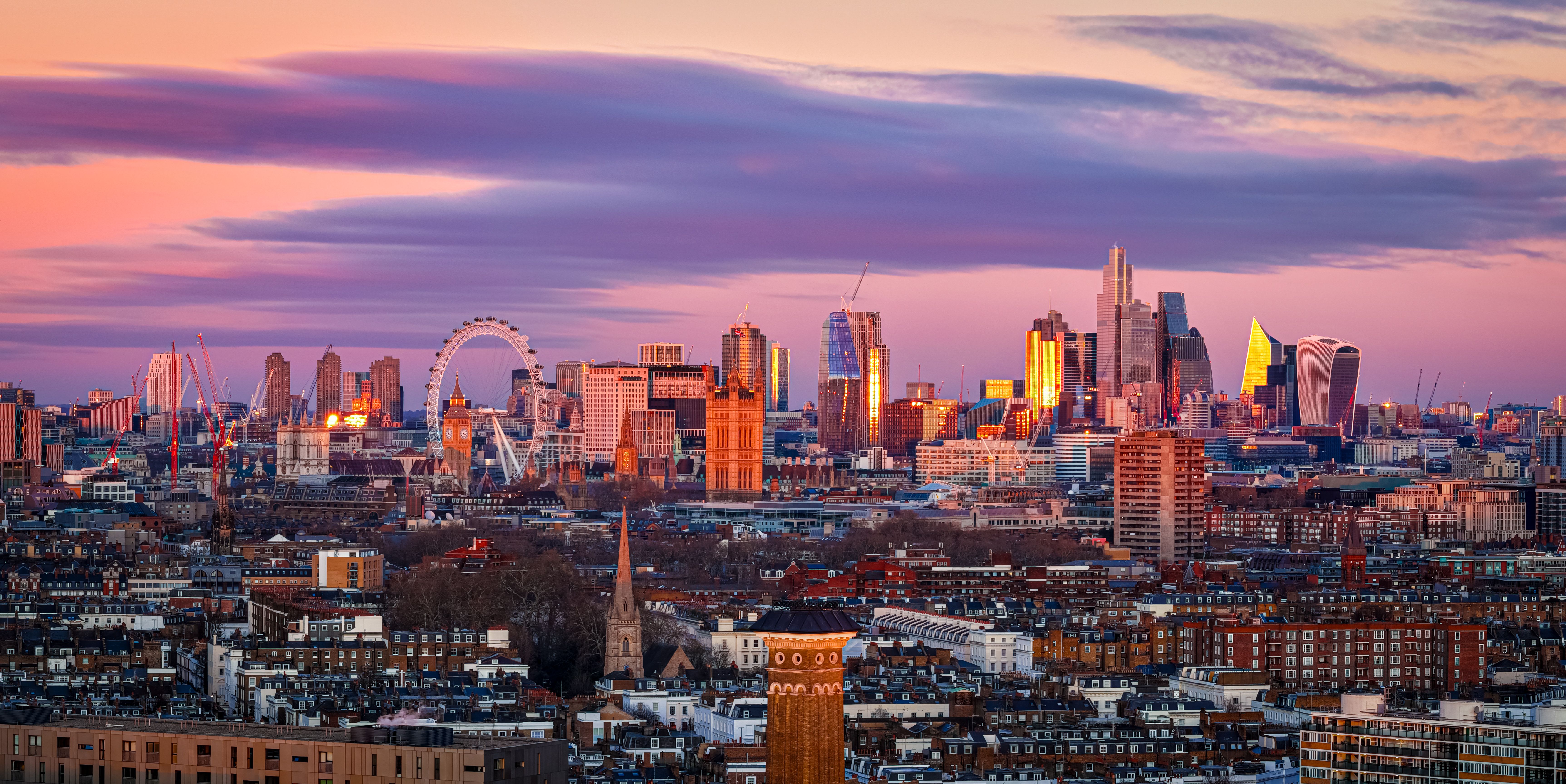 London skyline sunset