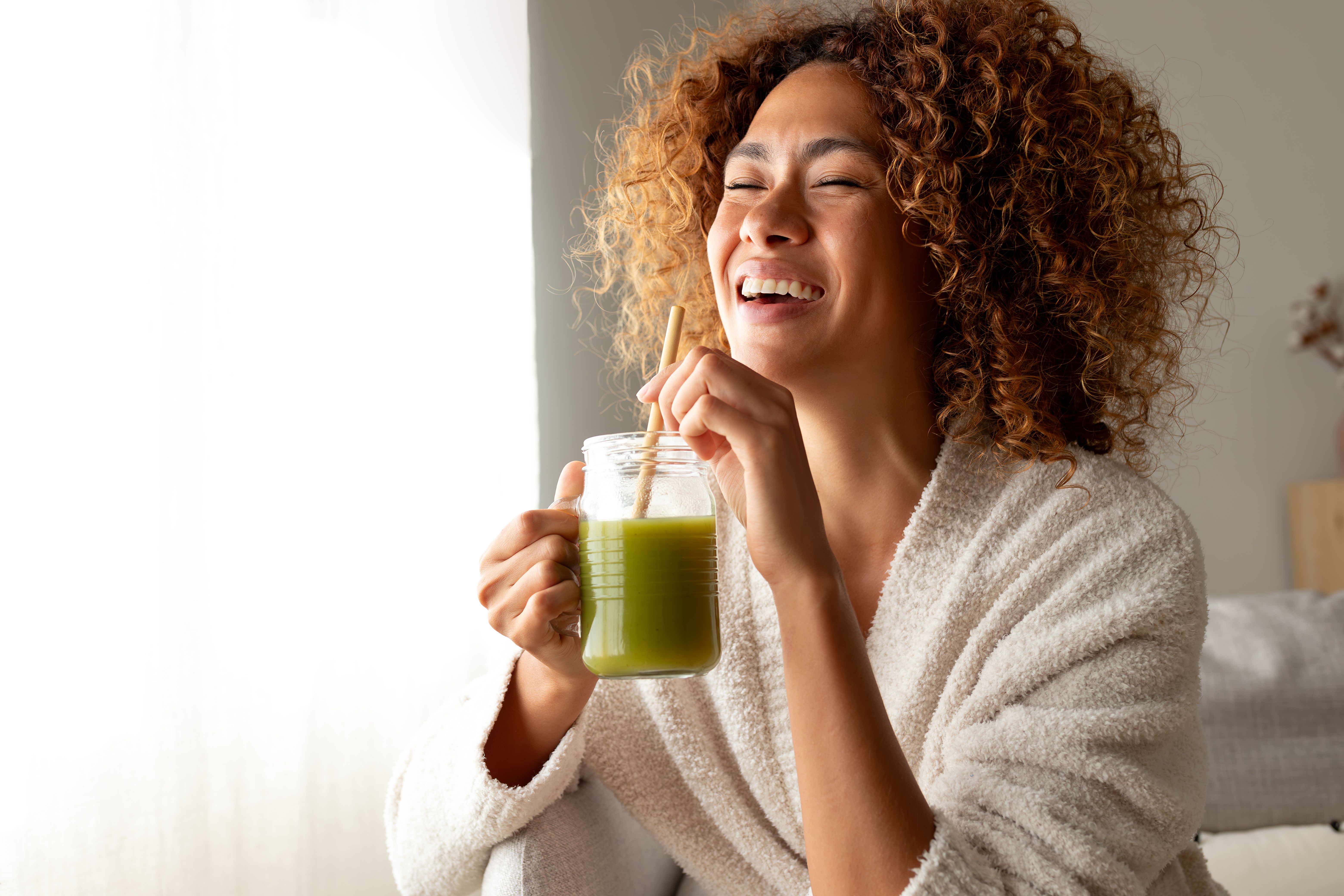 happy person smoothie