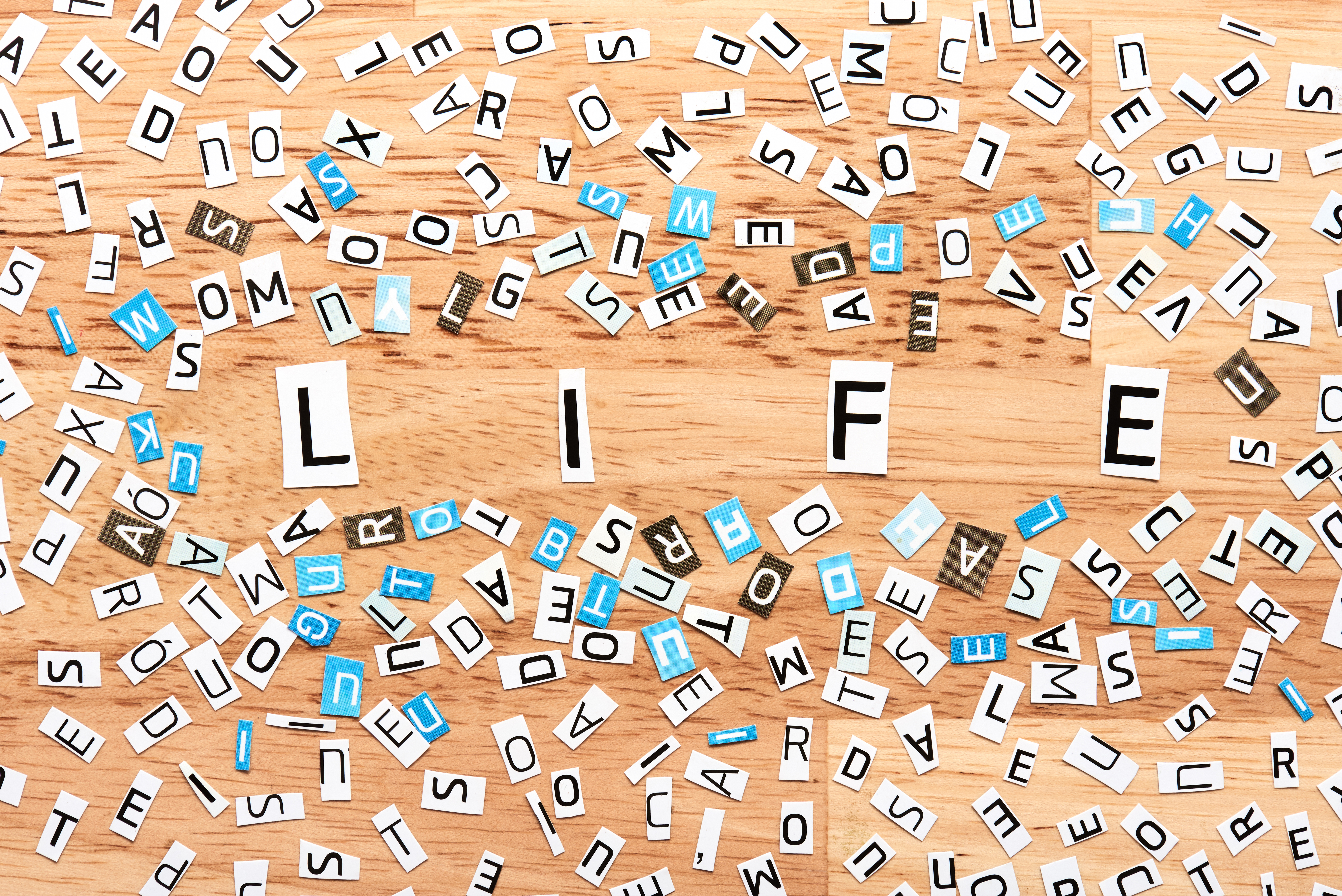 Life word from cut out letters Life word from cut out letters