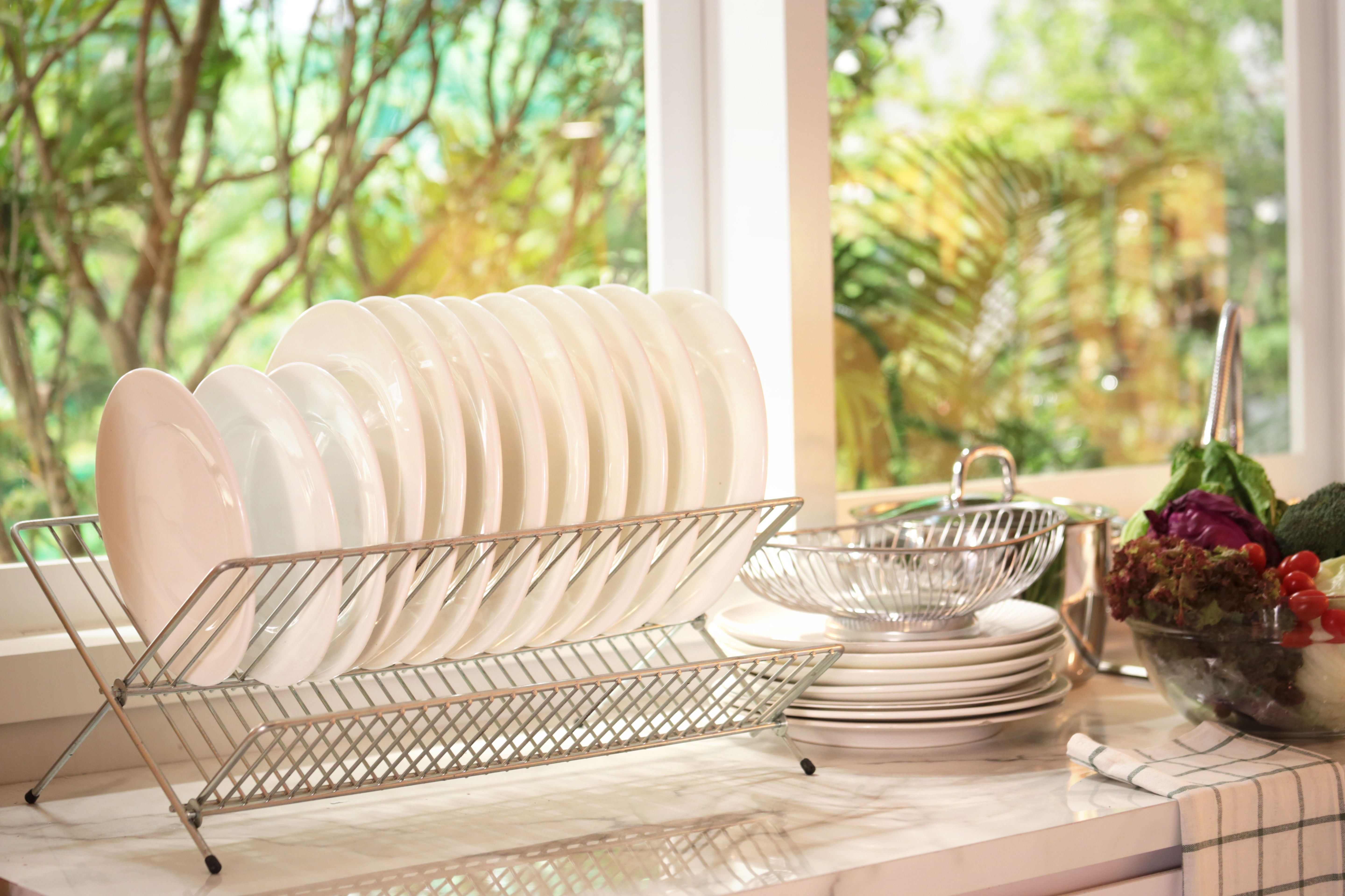 dishes stack after washing
