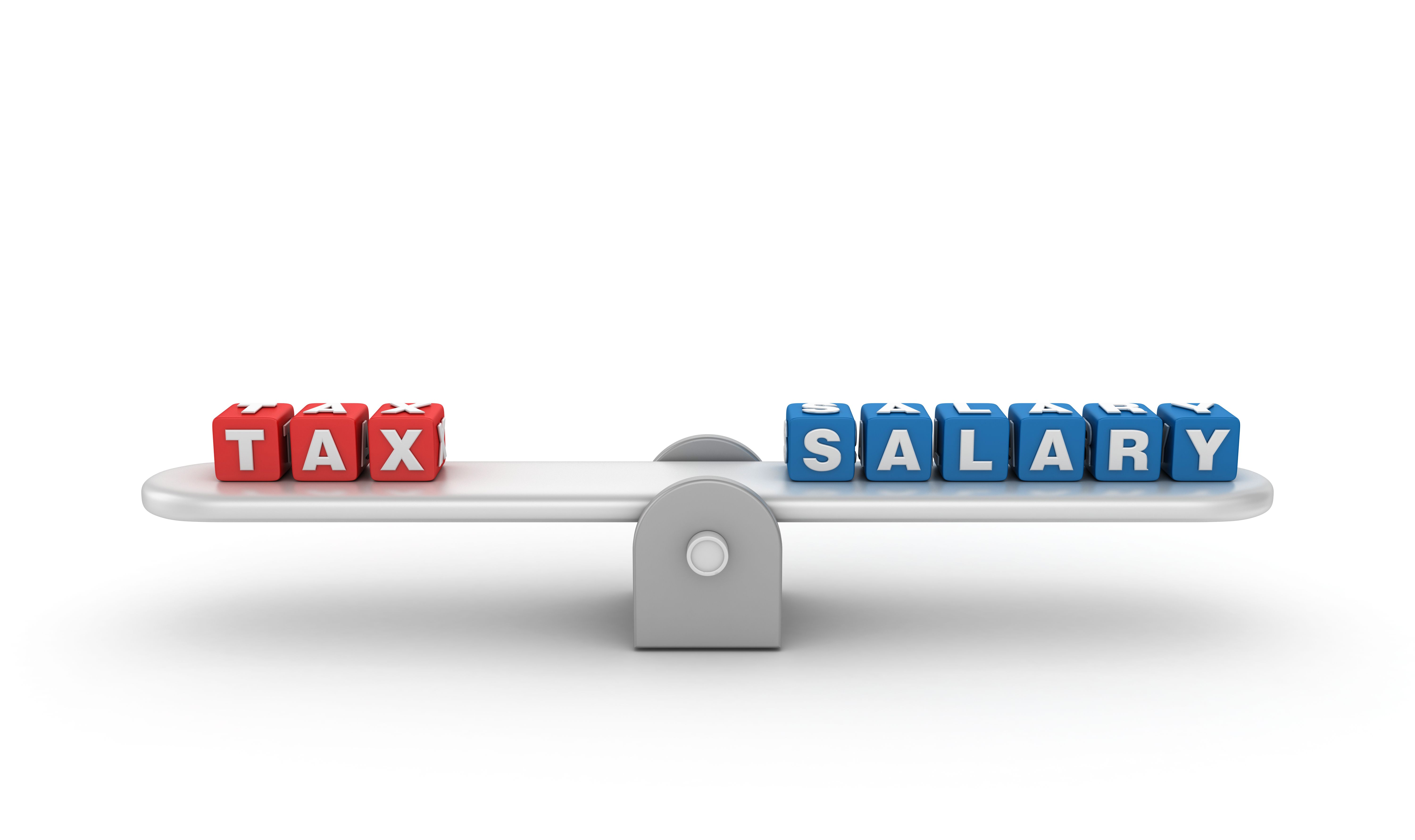Seesaw with TAX SALARY Buzzword Cubes - 3D Rendering Seesaw with TAX SALARY Buzzword Cubes - 3D Rendering