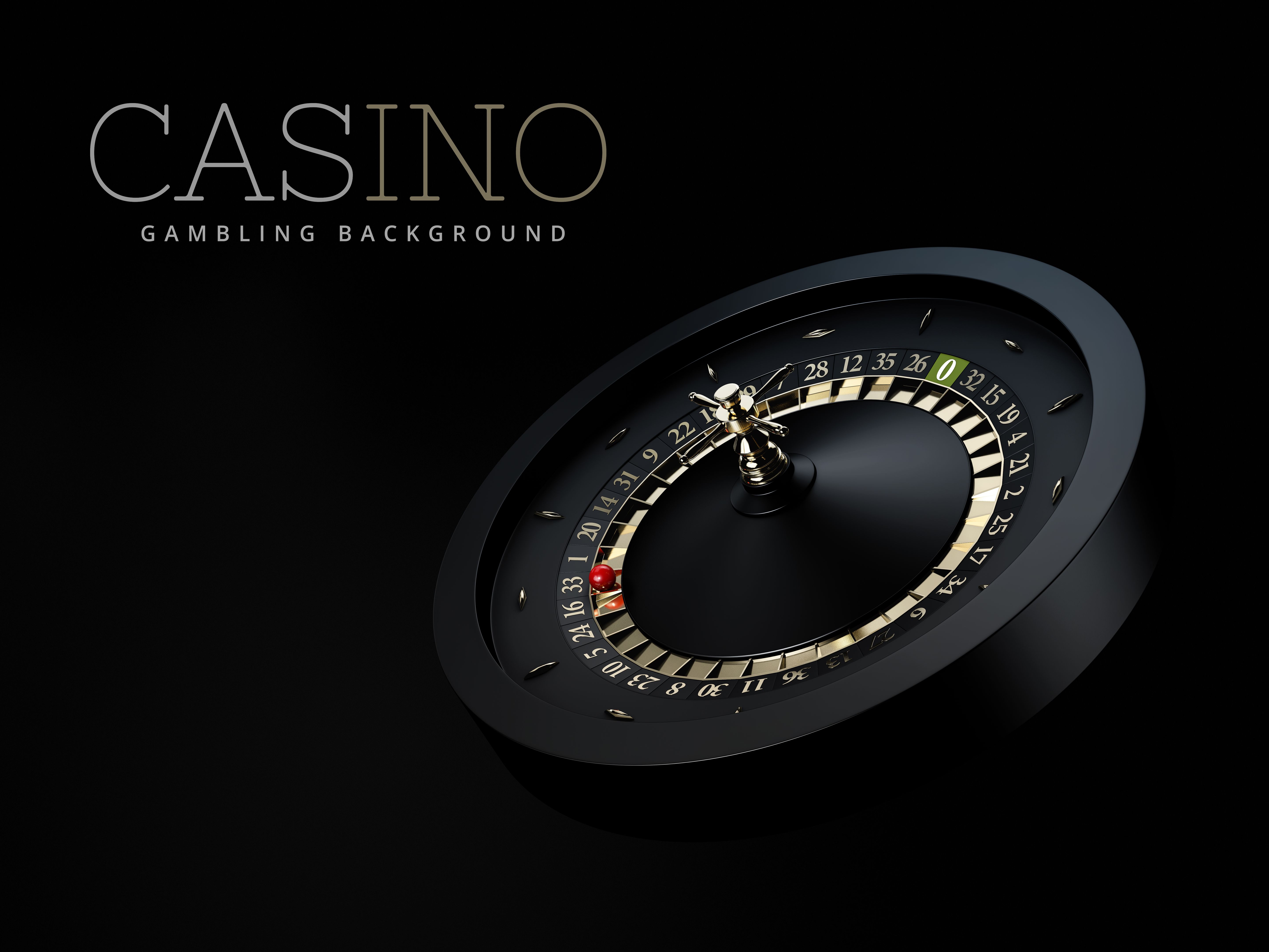 3d Rendering of Black Casino Roulette Wheel with a red ball. isolated black, clipping path included 3d Rendering of Black Casino Roulette Wheel with a red ball. isolated black, clipping path included