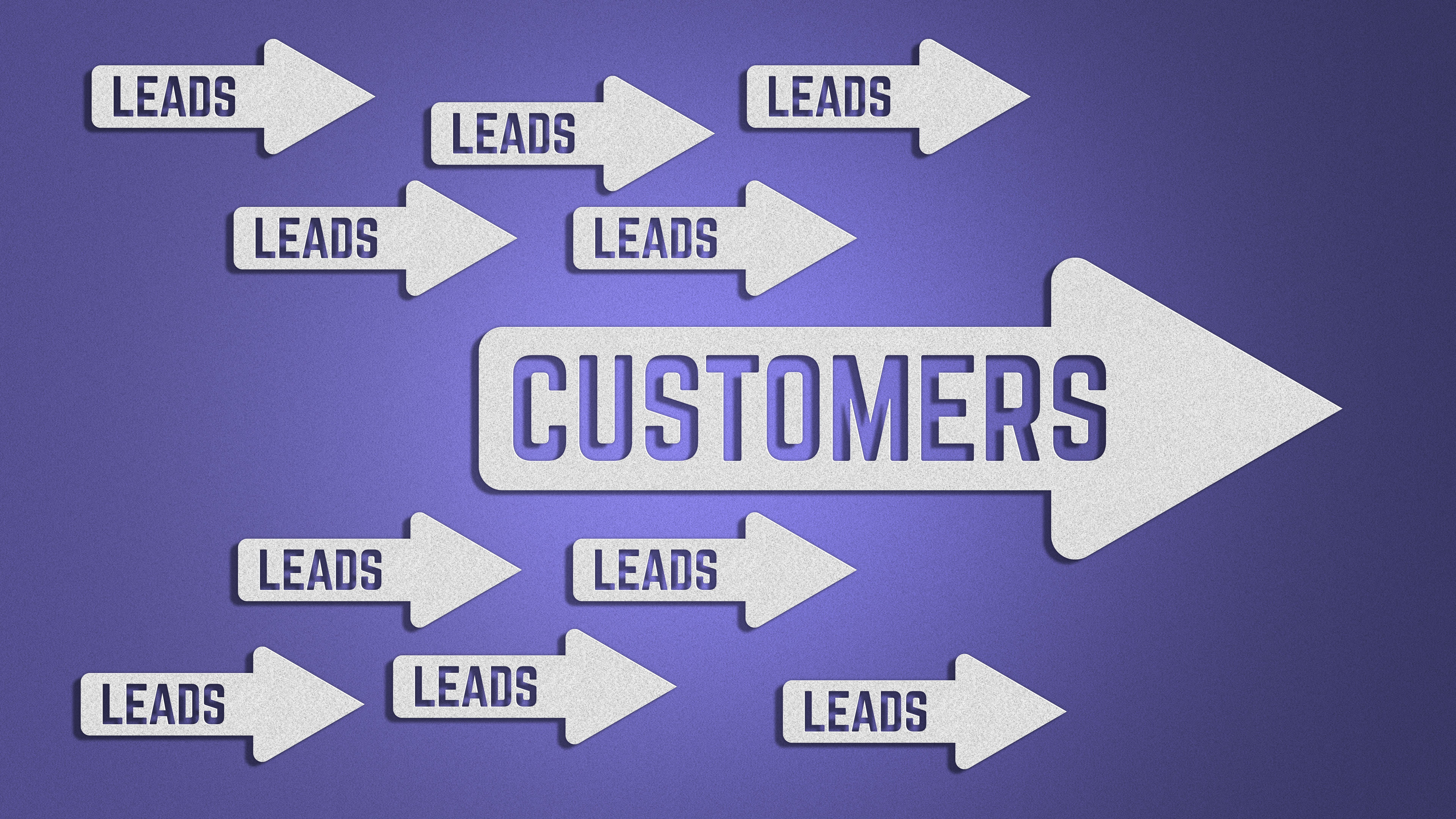 Leads Customers Conversion Marketing Funnel Arrows Concept Paper Cut Purple