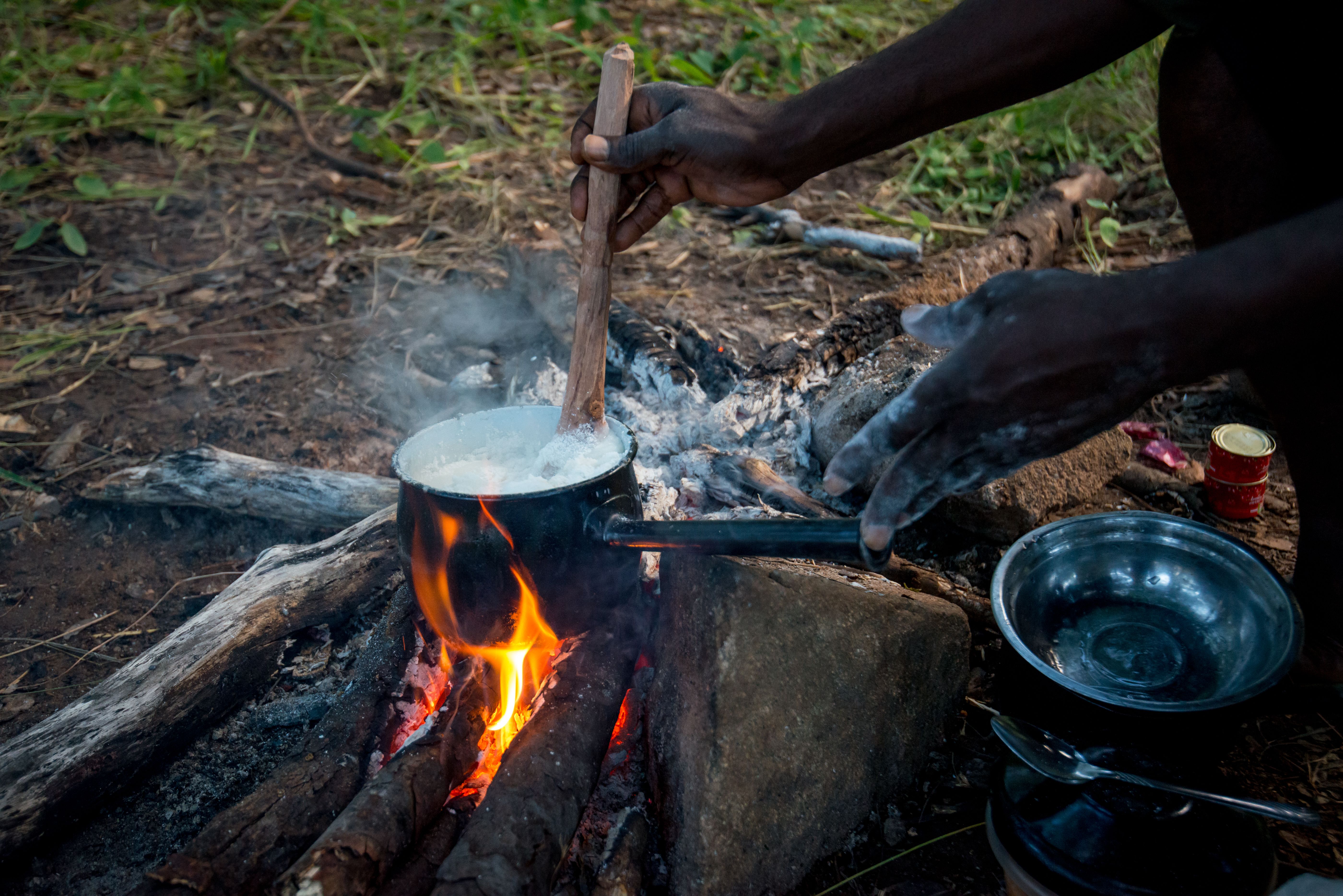 Traditional Nshima cooking in Zamiba