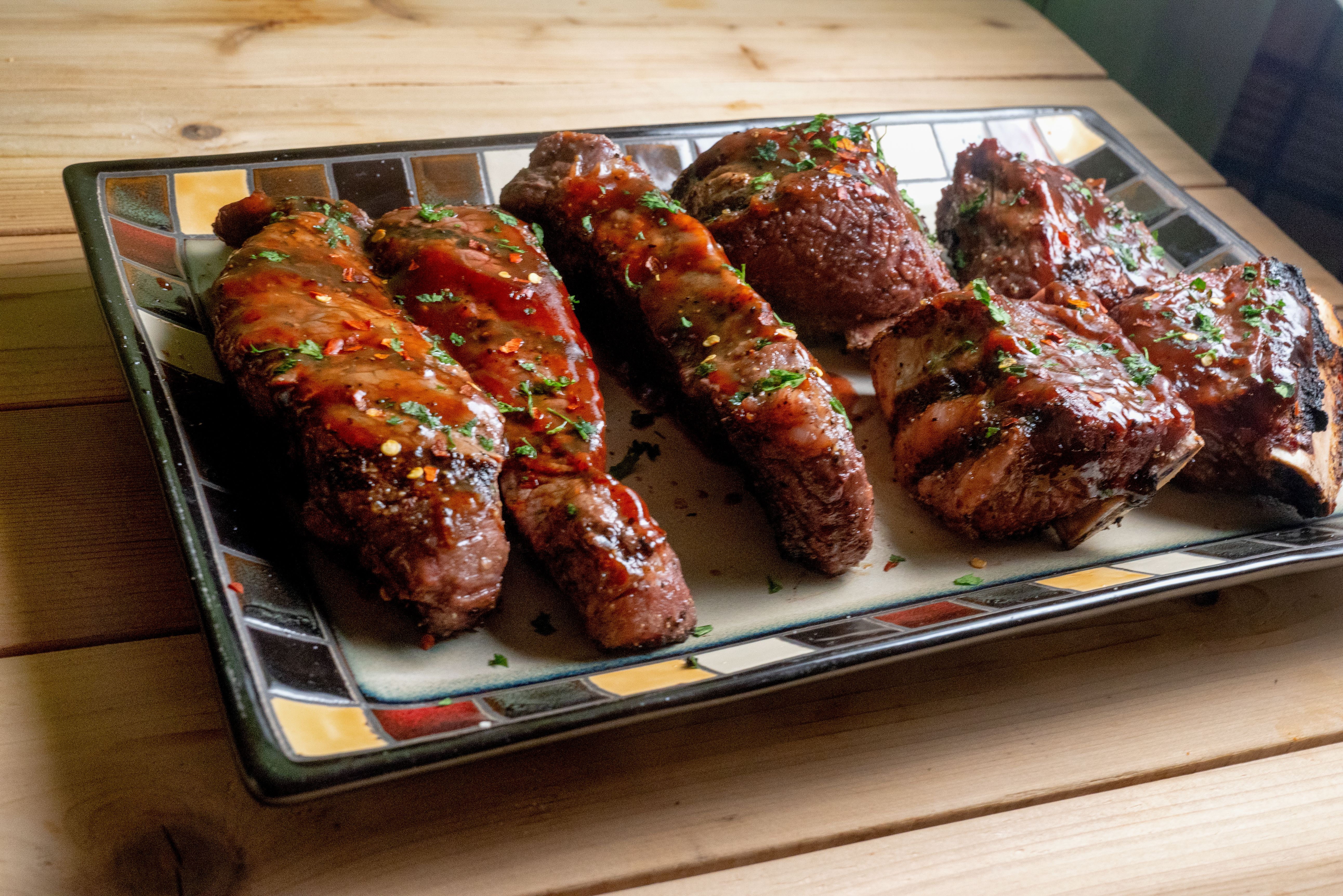 serving beef ribs