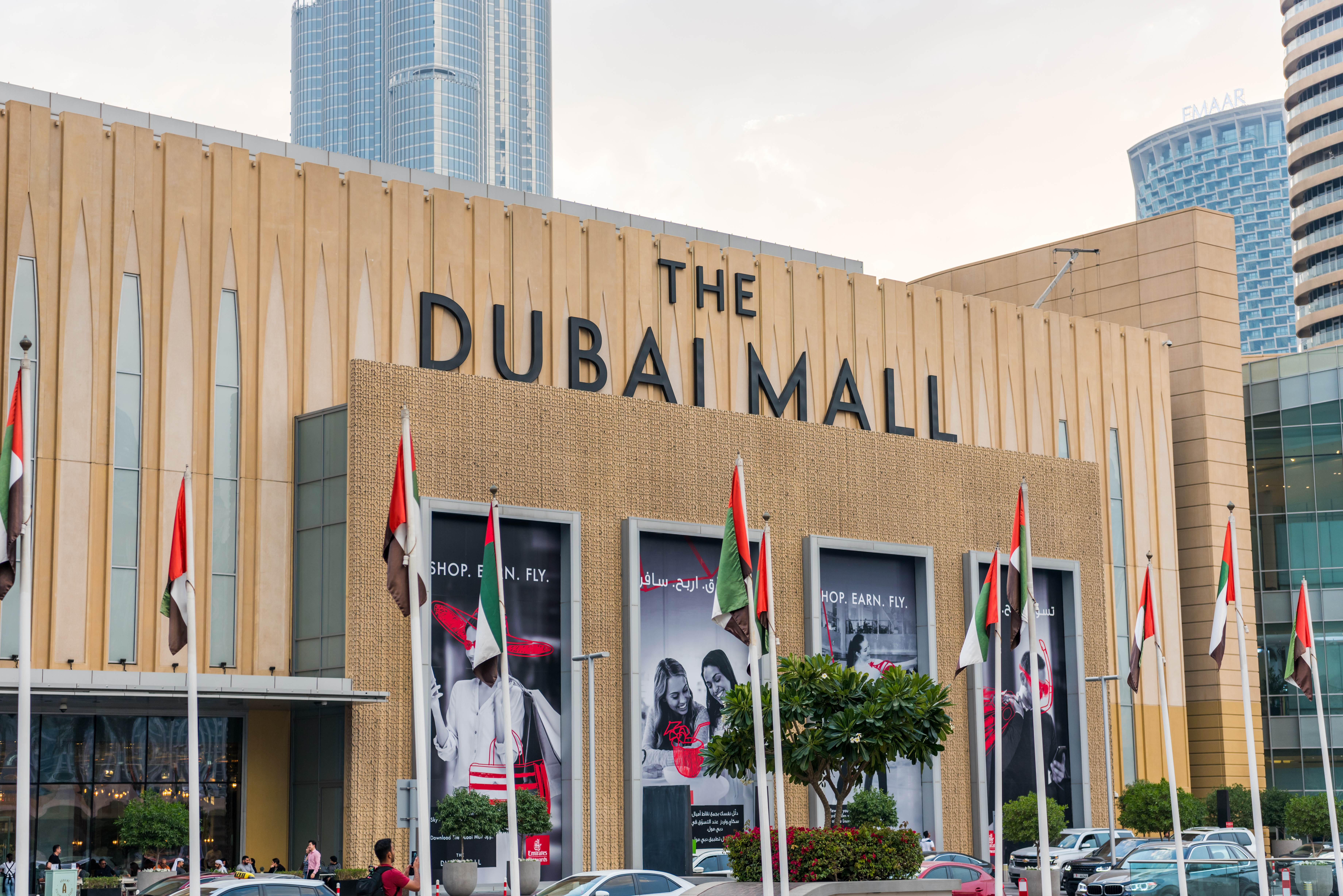 Main entrance of the Dubai Mall, the world’s largest destination for shopping, entertainment and leisure located next to the world's tallest building, the Burj Khalifa.
