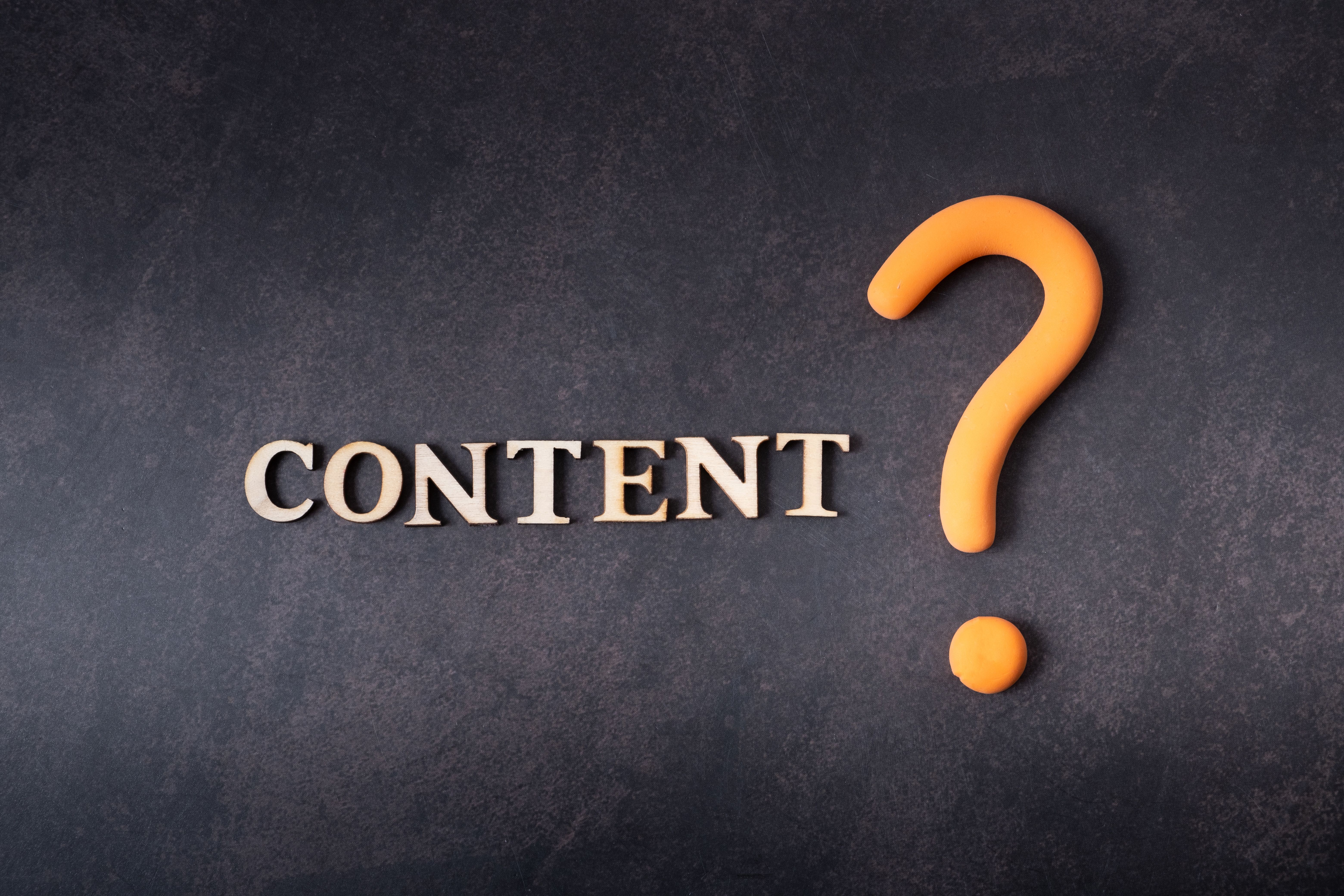 The word Content with a question mark. Social media content created concept. The word Content with a question mark. Social media content created concept.