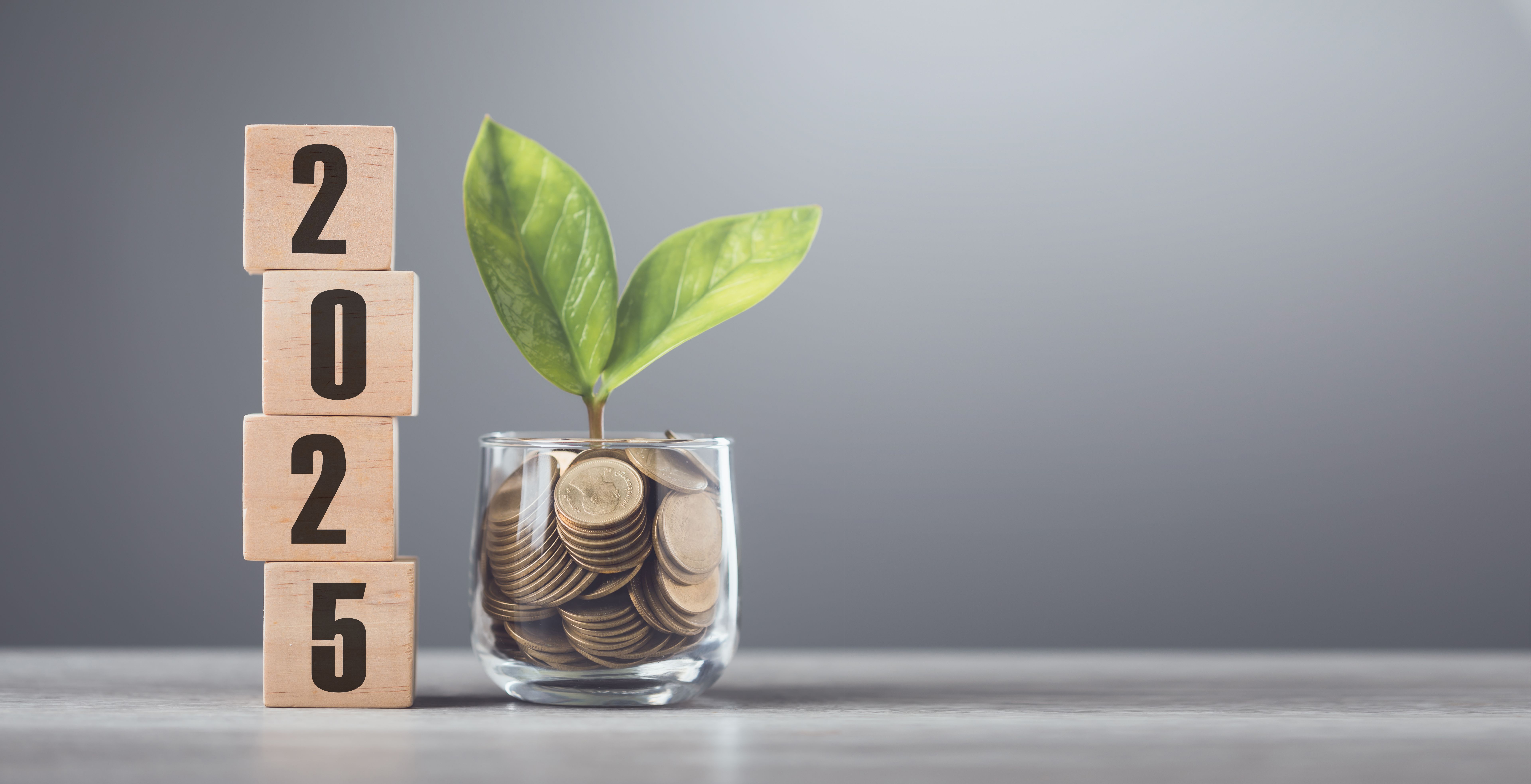 2025 is written on a wooden block next to a glass jar filled with coins, placed on a wooden table against a bright white. symbolizes financial planning, savings, and effective money management 2025 is written on a wooden block next to a glass jar filled with coins, placed on a wooden table against a bright white. symbolizes financial planning, savings, and effective money management
