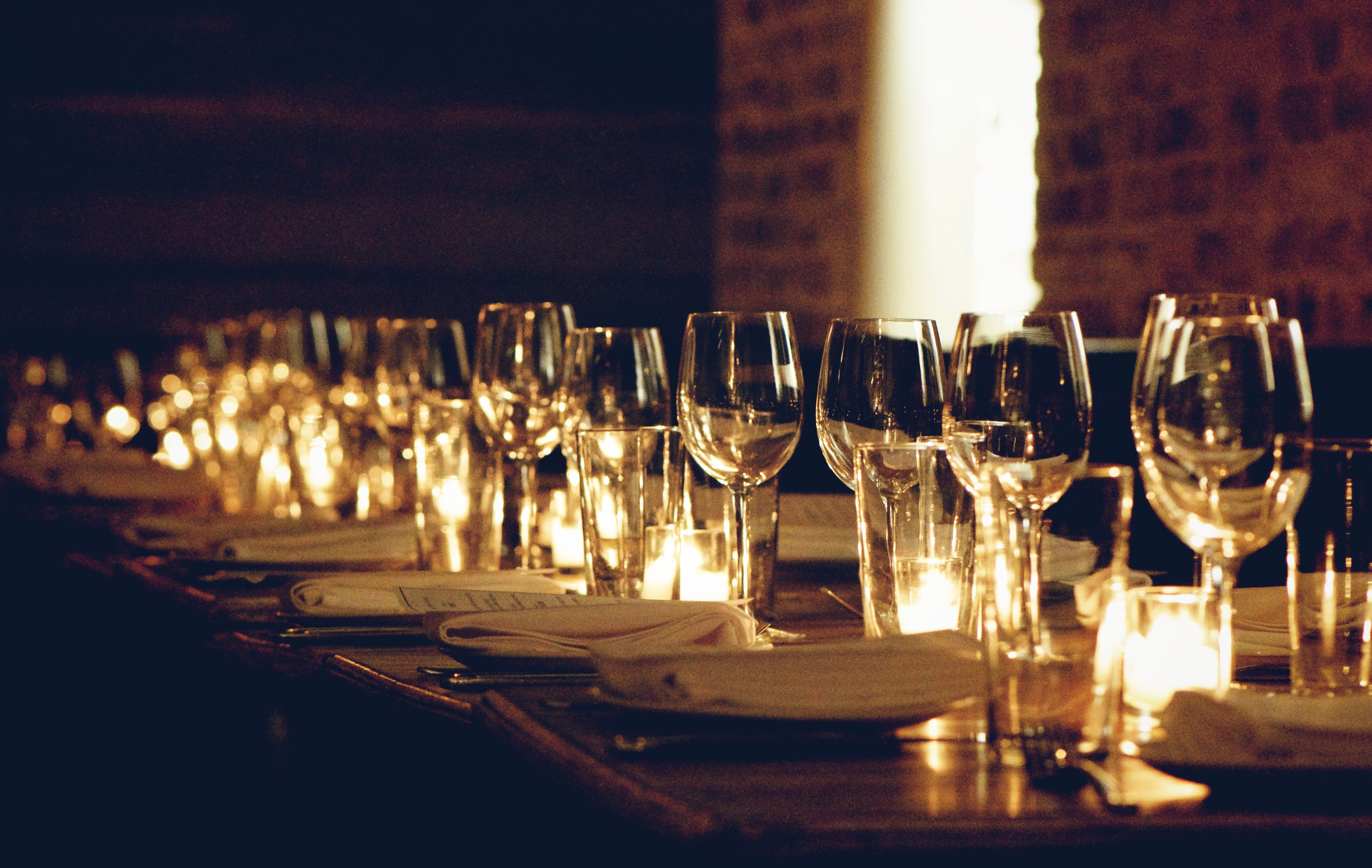 table setting candles