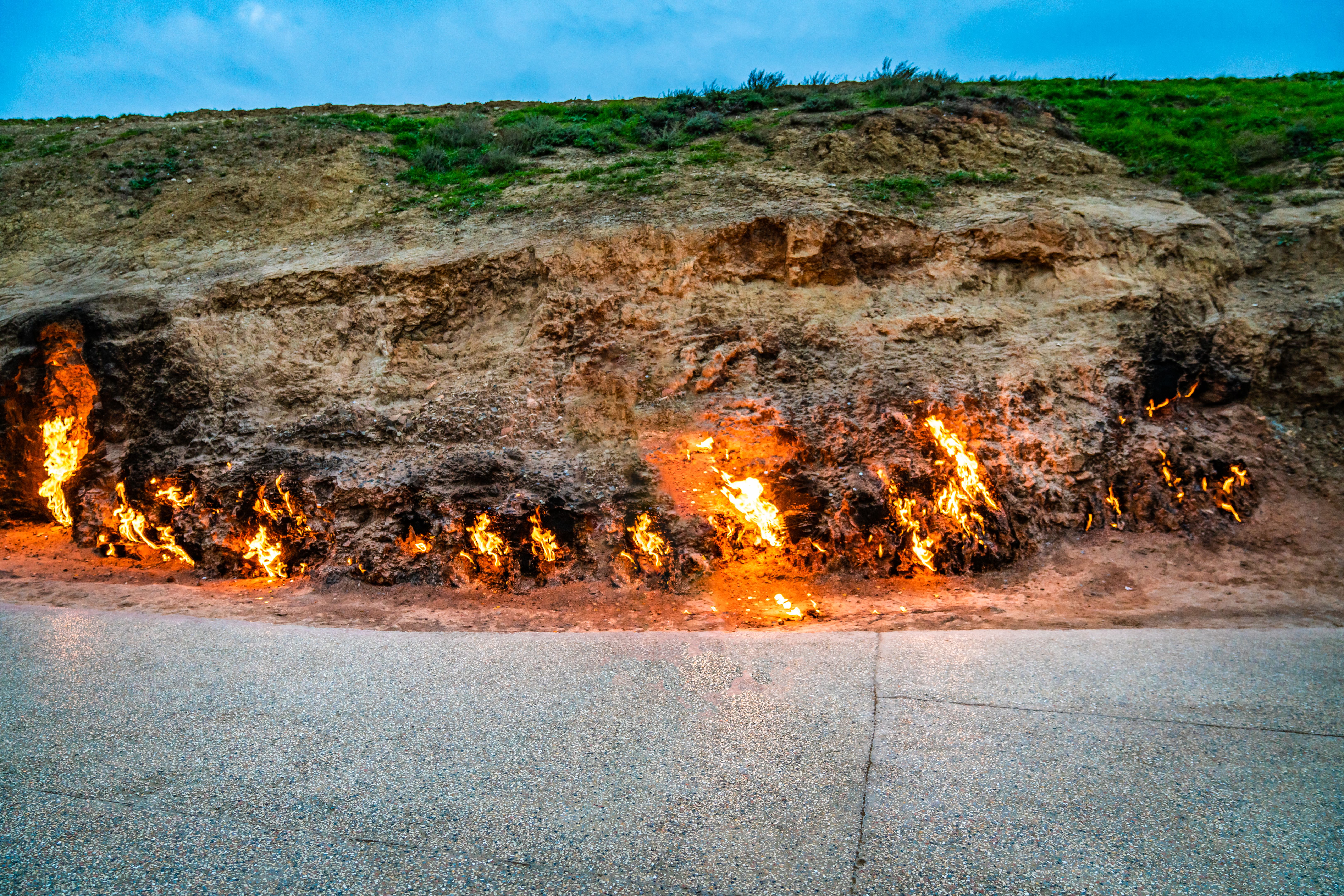 Close up of burning mountain