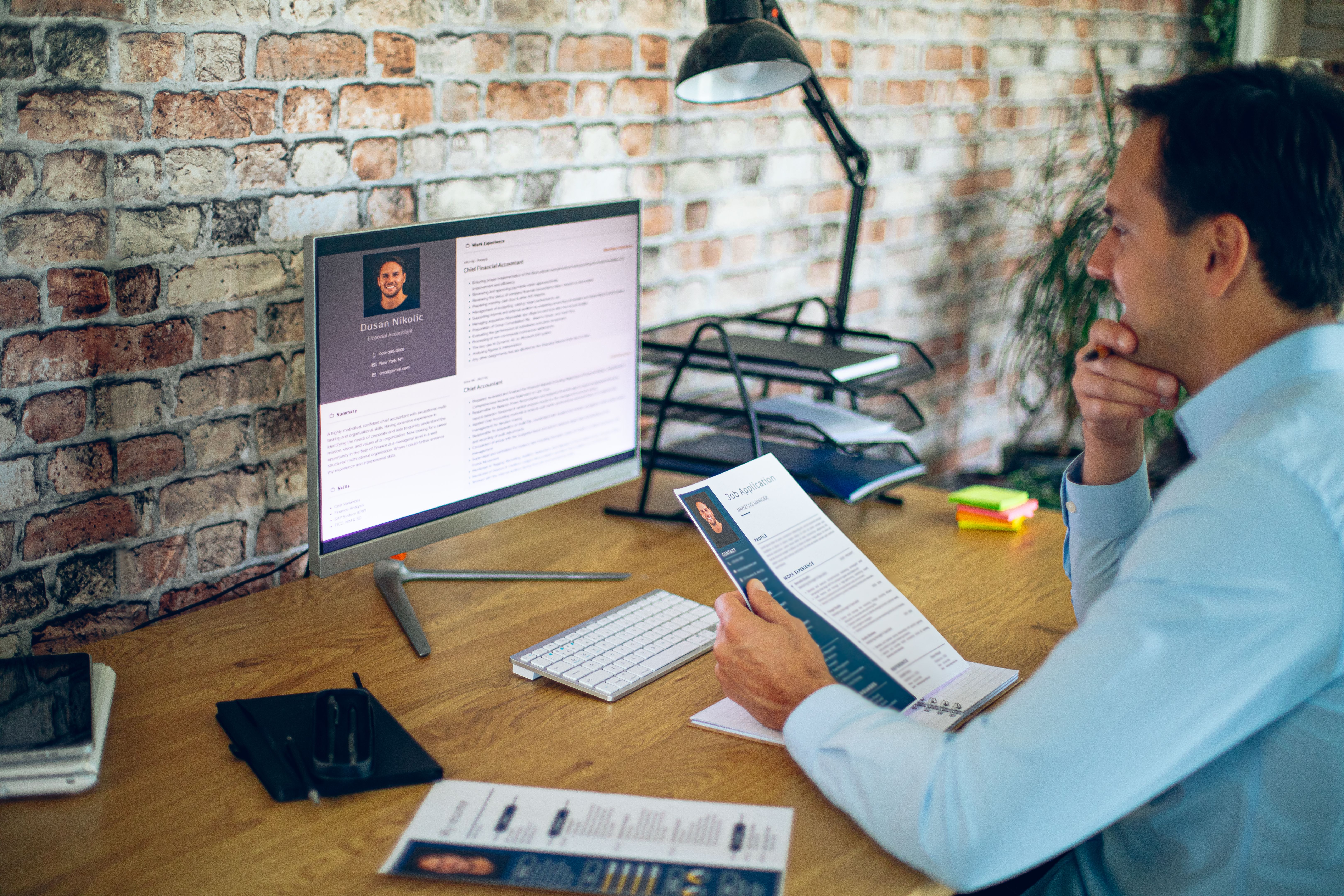 person reading resume