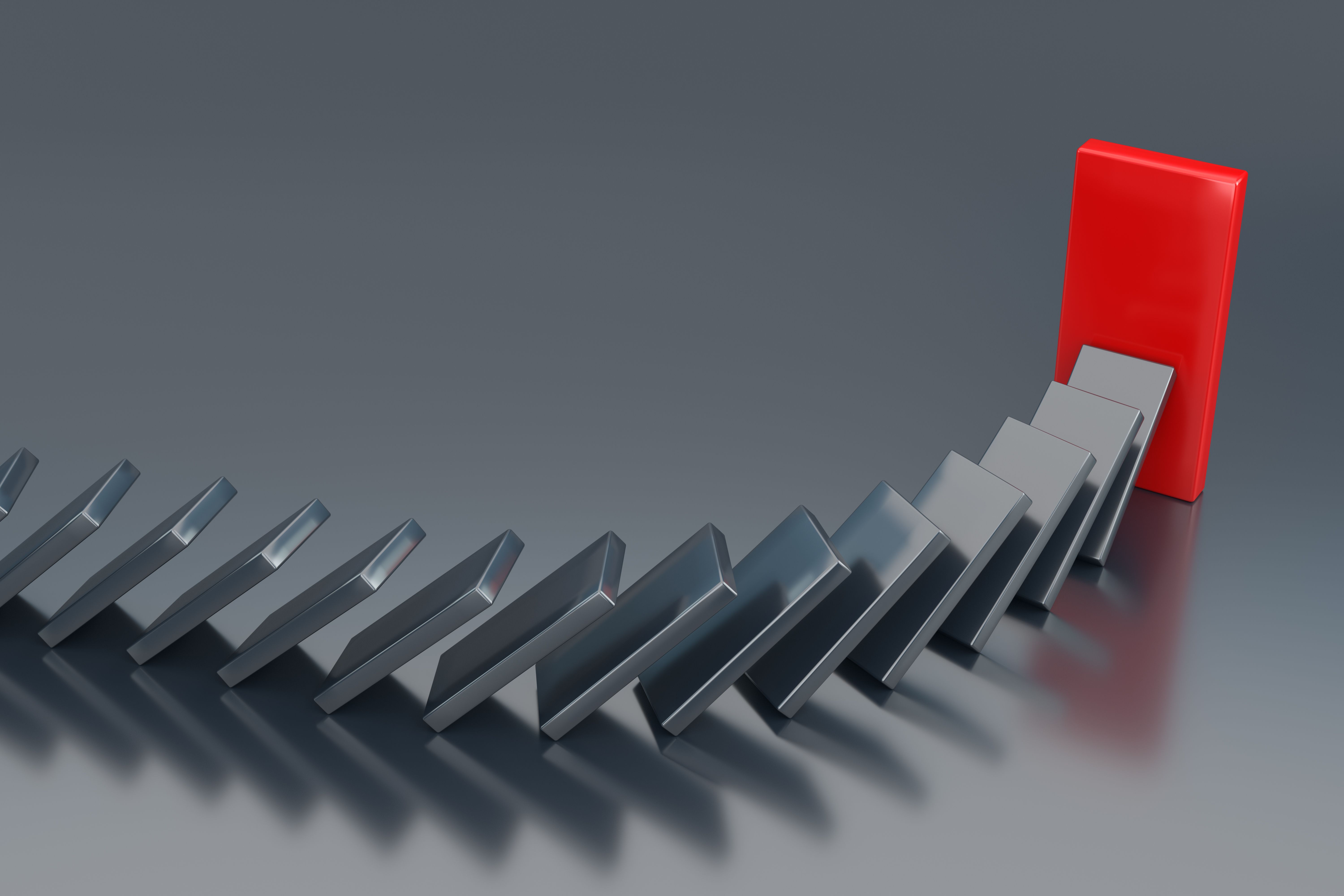 The Domino Effect in Action. 3d Rendering