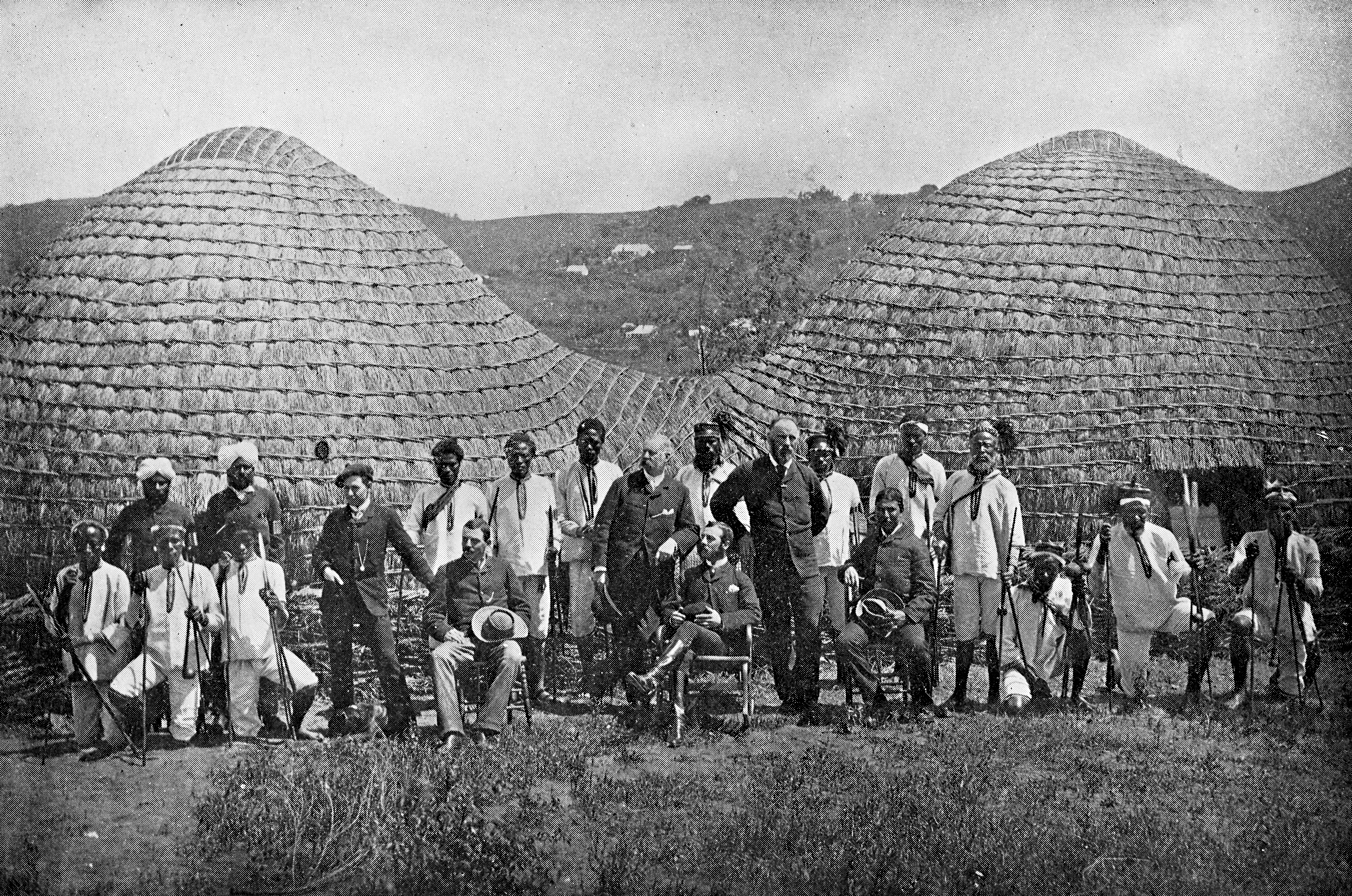 AmaZulu Chiefs and Boers at a Zulu Kraal Village in the Kingdom of Zululand, South Africa - 19th Century AmaZulu Chiefs and Boers at a Zulu Kraal Village in the Kingdom of Zululand, South Africa - 19th Century