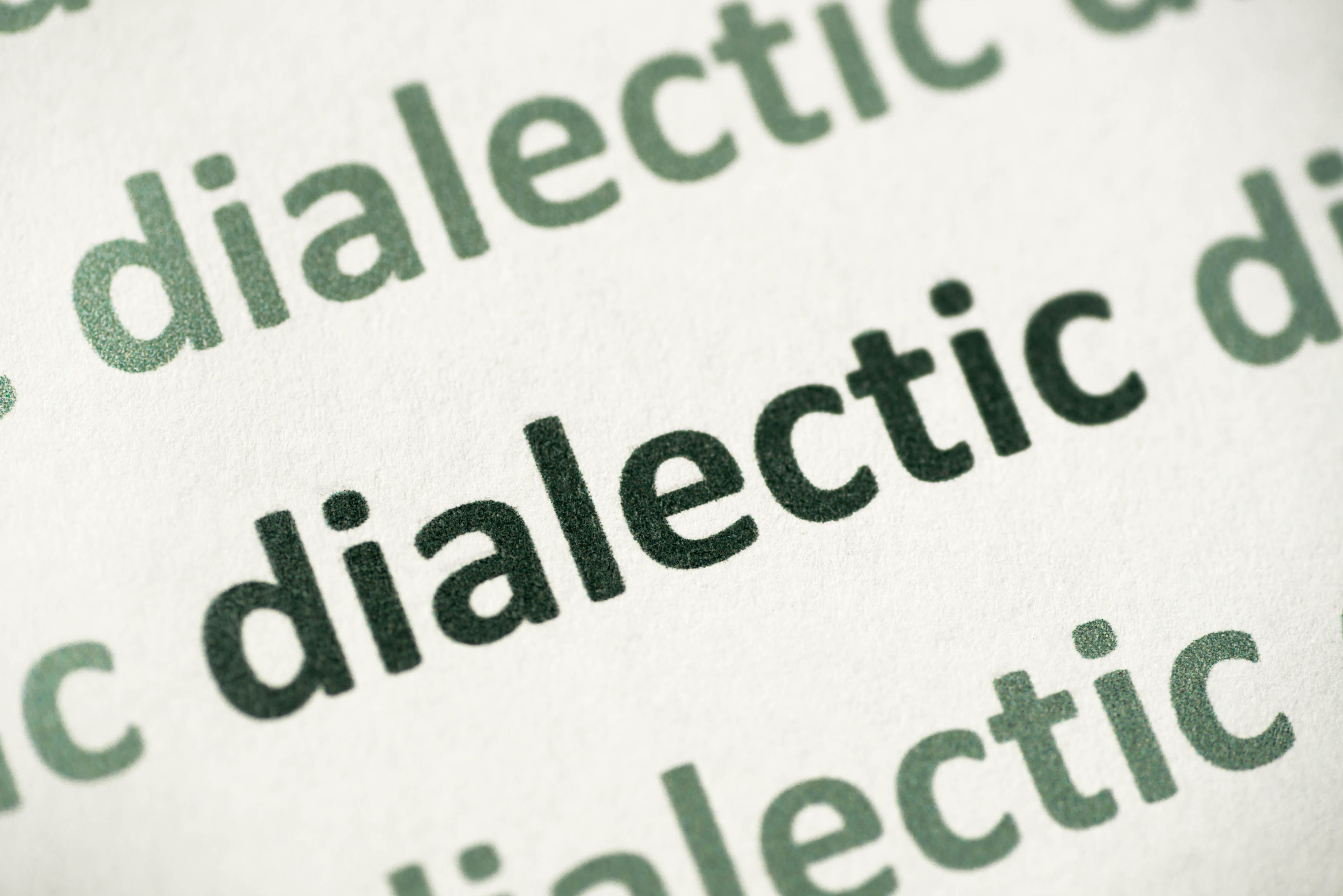 word dialectic printed on paper macro word dialectic printed on paper macro