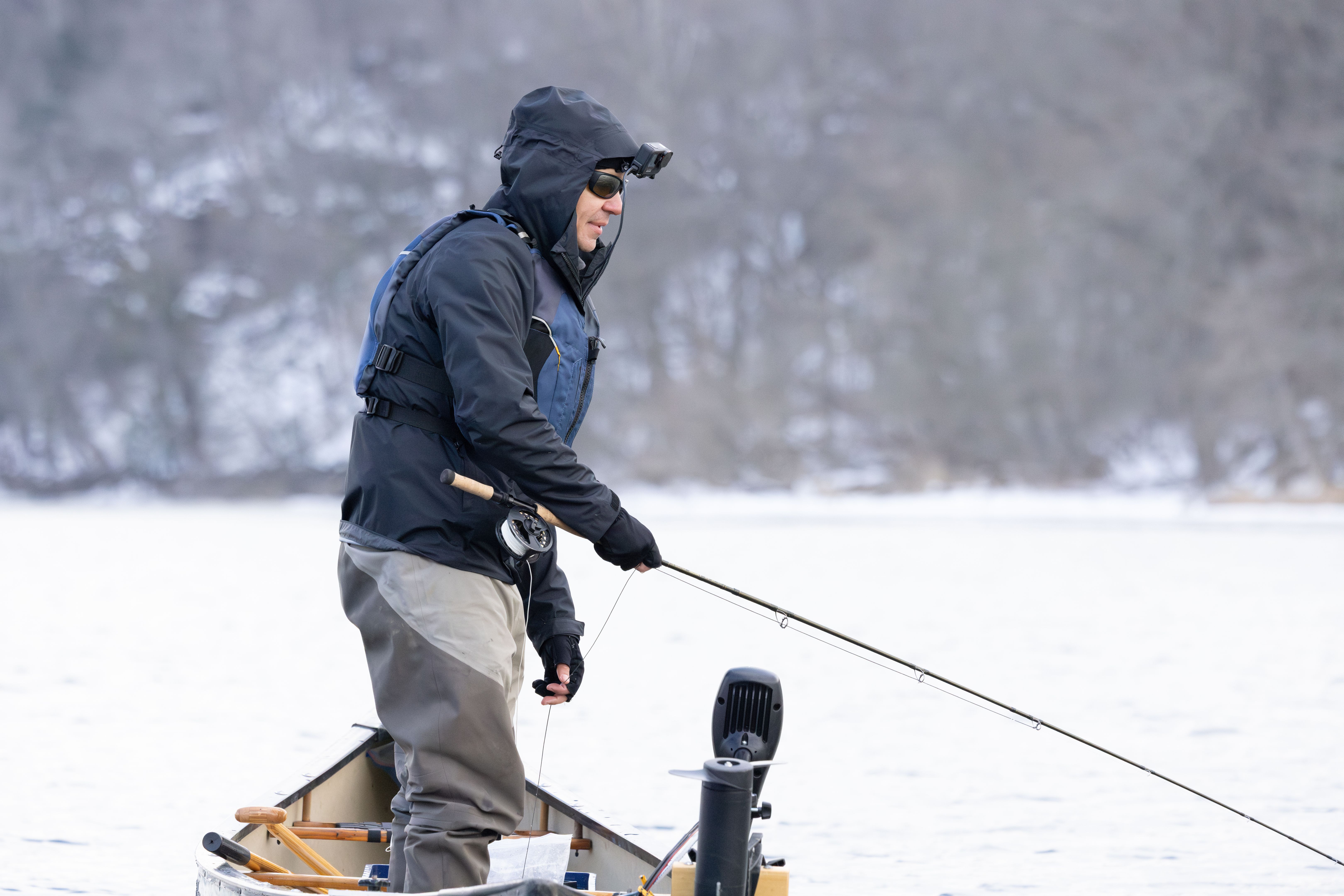 angler checking gear