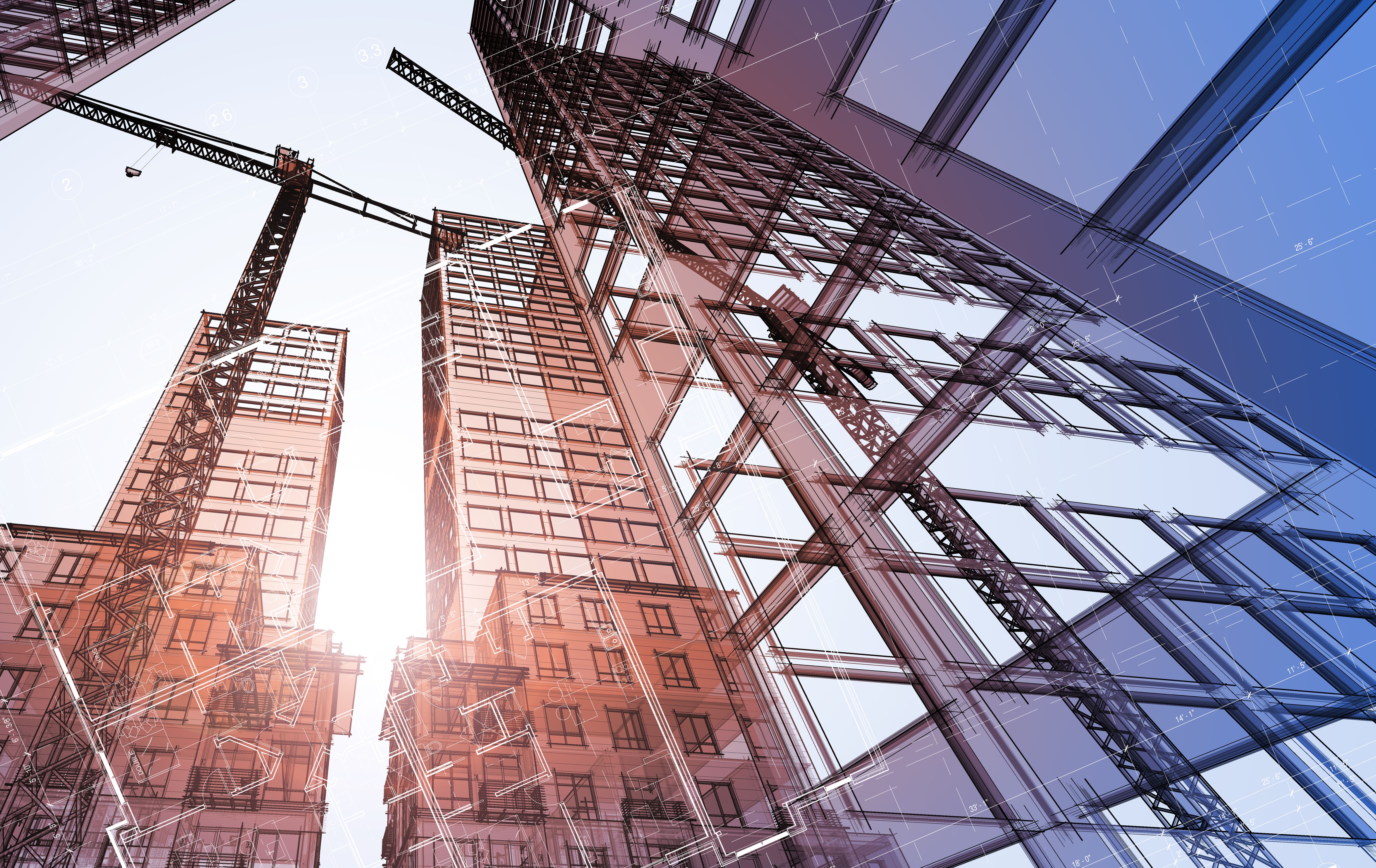 Construction cranes in the city