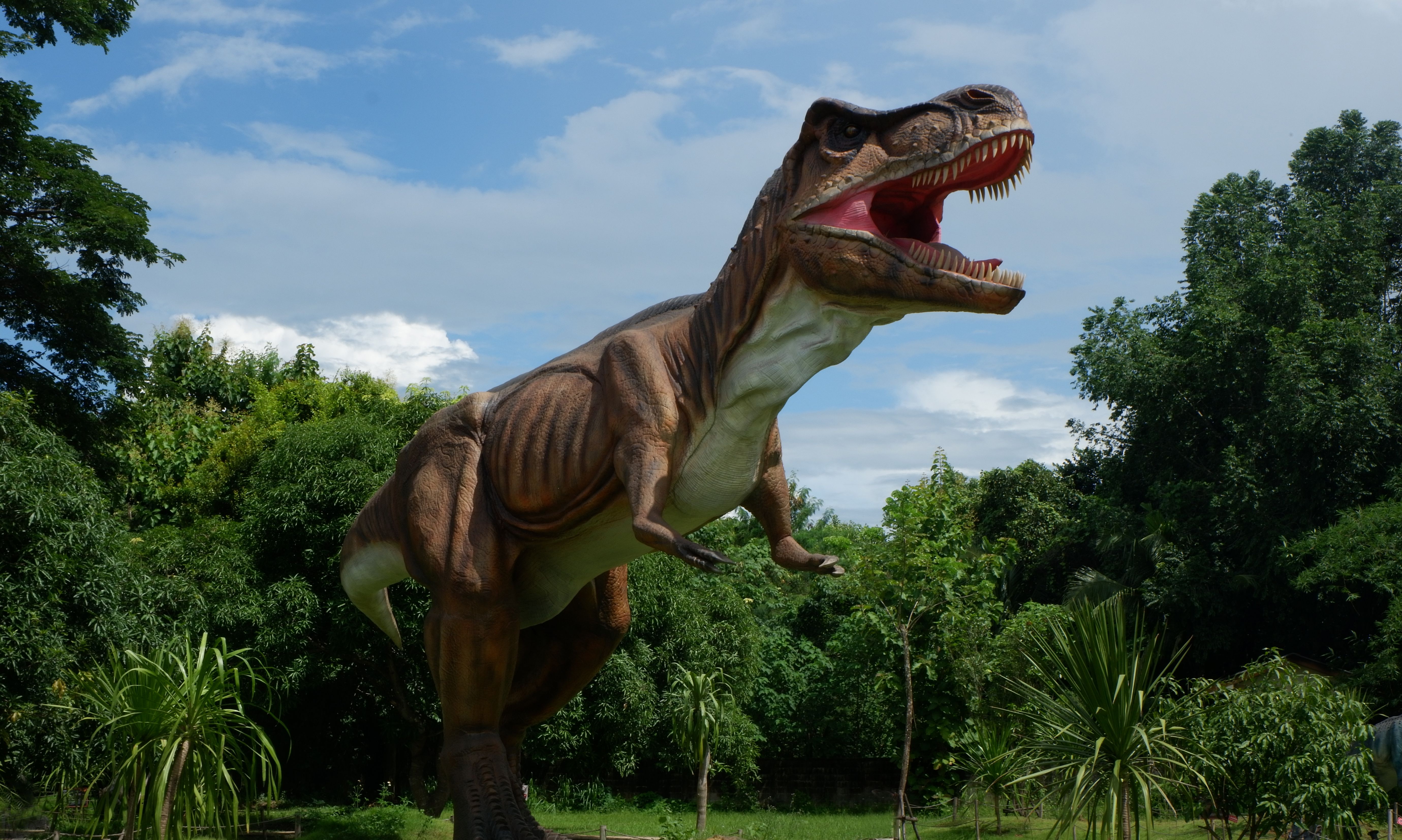 Chiang Mai, Thailand - 20/08/2017: Dinosaur model at hidden village park in Chiang Mai, Thailand.